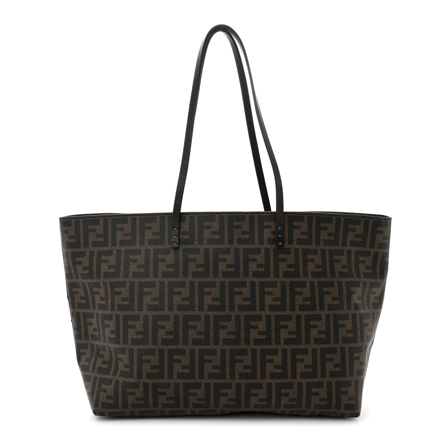 Fendi Zucca Spalmati Medium Roll Tote Tobacco Pavone 1 of 10