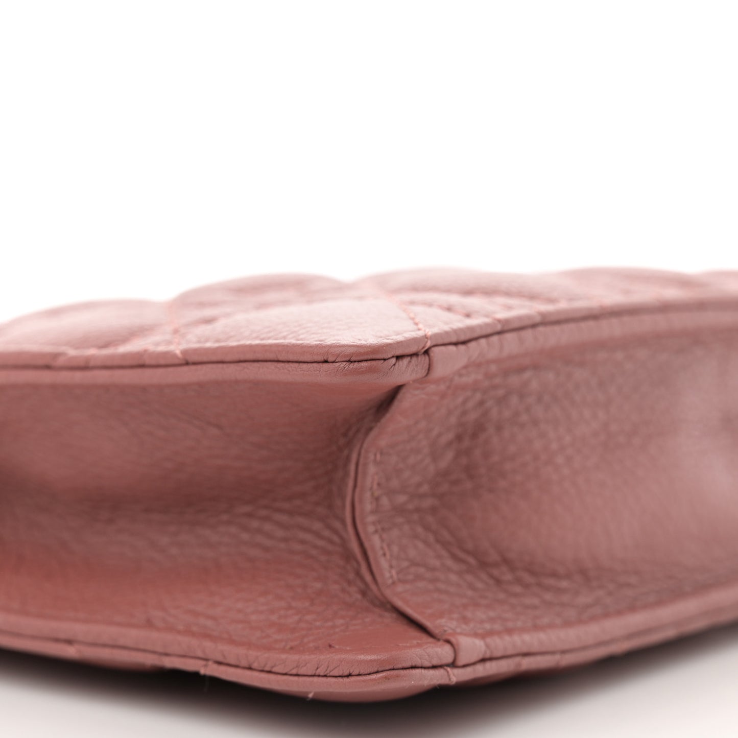 Calfskin Cannage Caro Zipped Pouch With Chain Rust