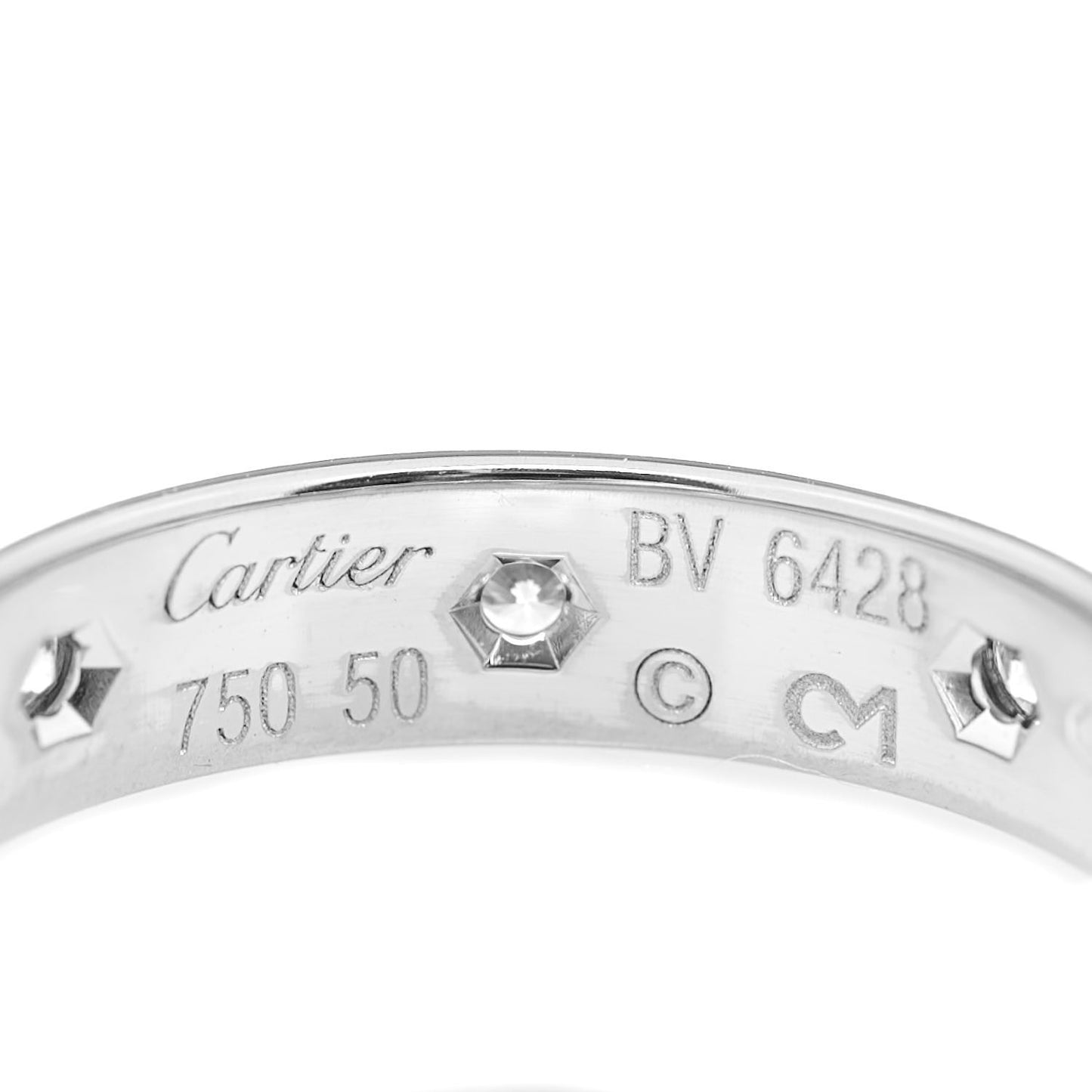 18K White Gold 8 Diamond 4mm Wedding Band LOVE Ring 50 5.25