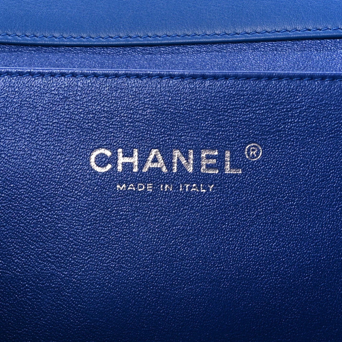 Patent Quilted Clutch with Chain Flap Blue