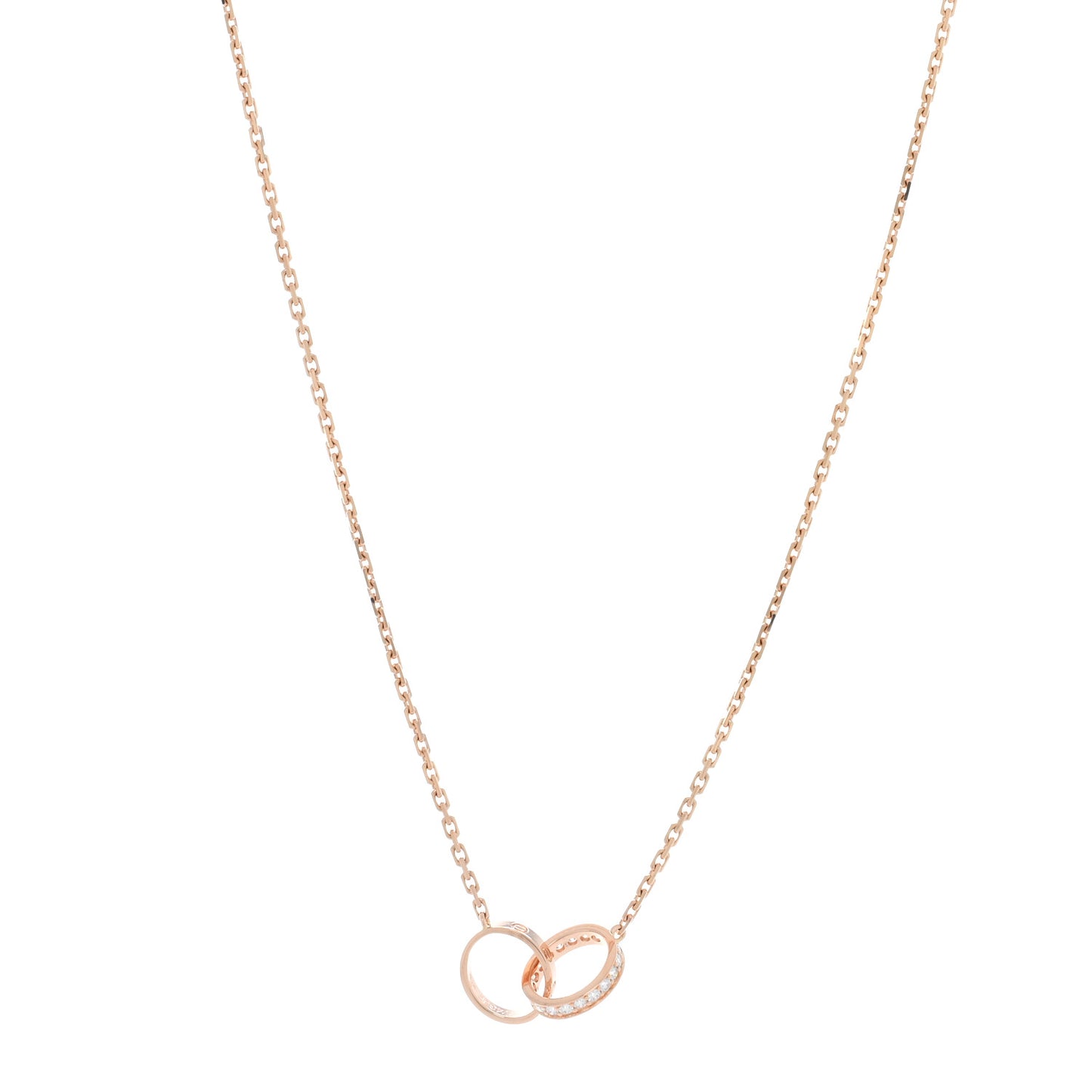 18K Pink Gold Diamond Interlocking LOVE Necklace