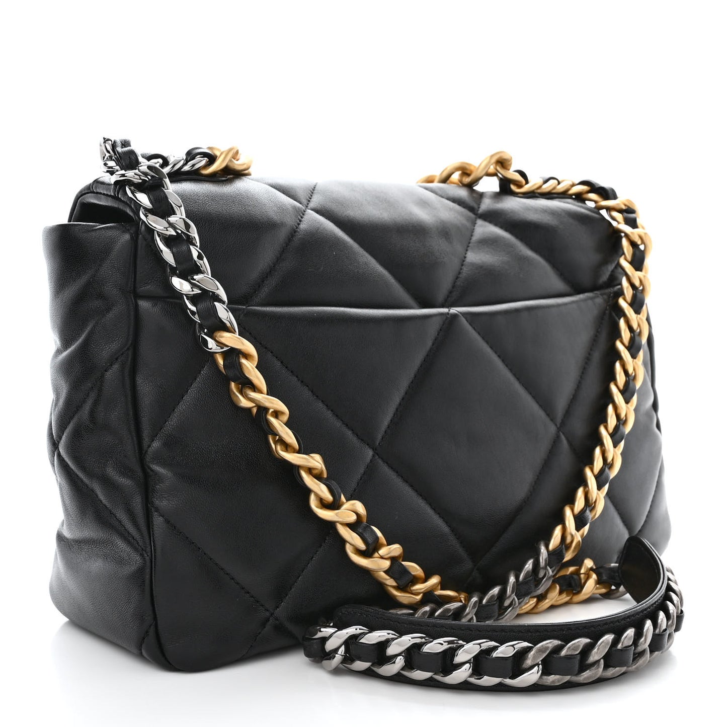Lambskin Quilted Large Chanel 19 Flap Black