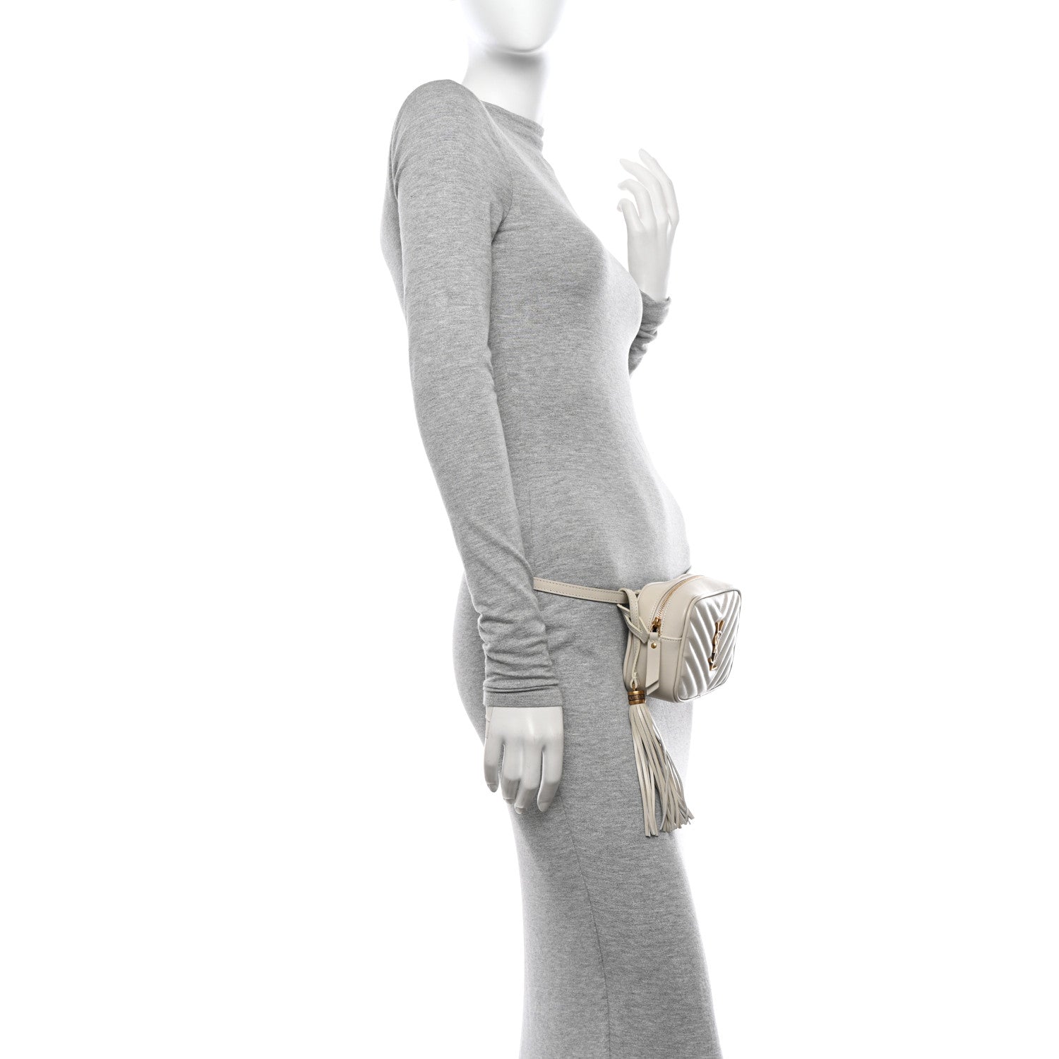 Saint Laurent Calfskin Matelasse Monogram Lou Belt Bag Ivory 2 of 12