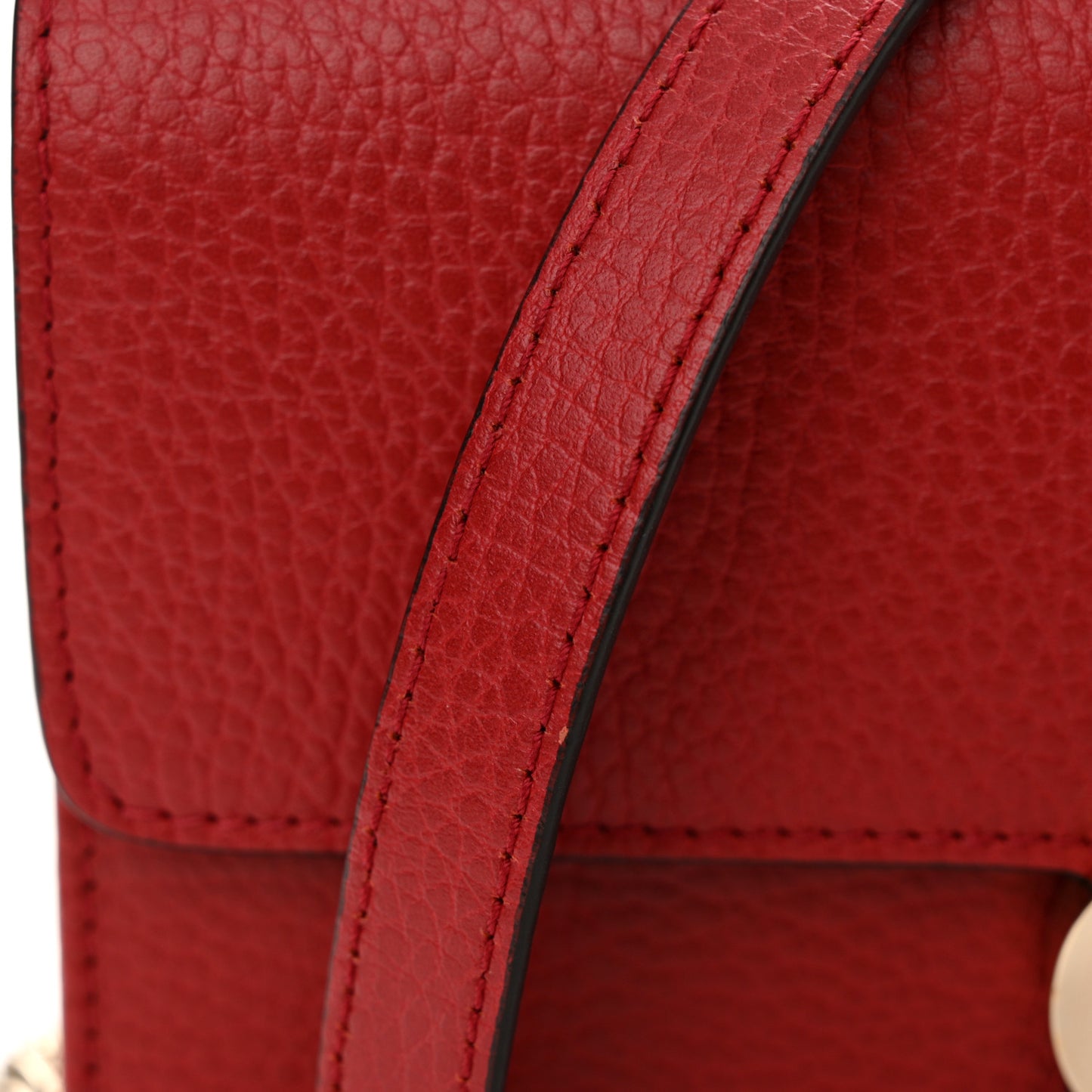 Dollar Calfskin Interlocking G Chain Wallet Red