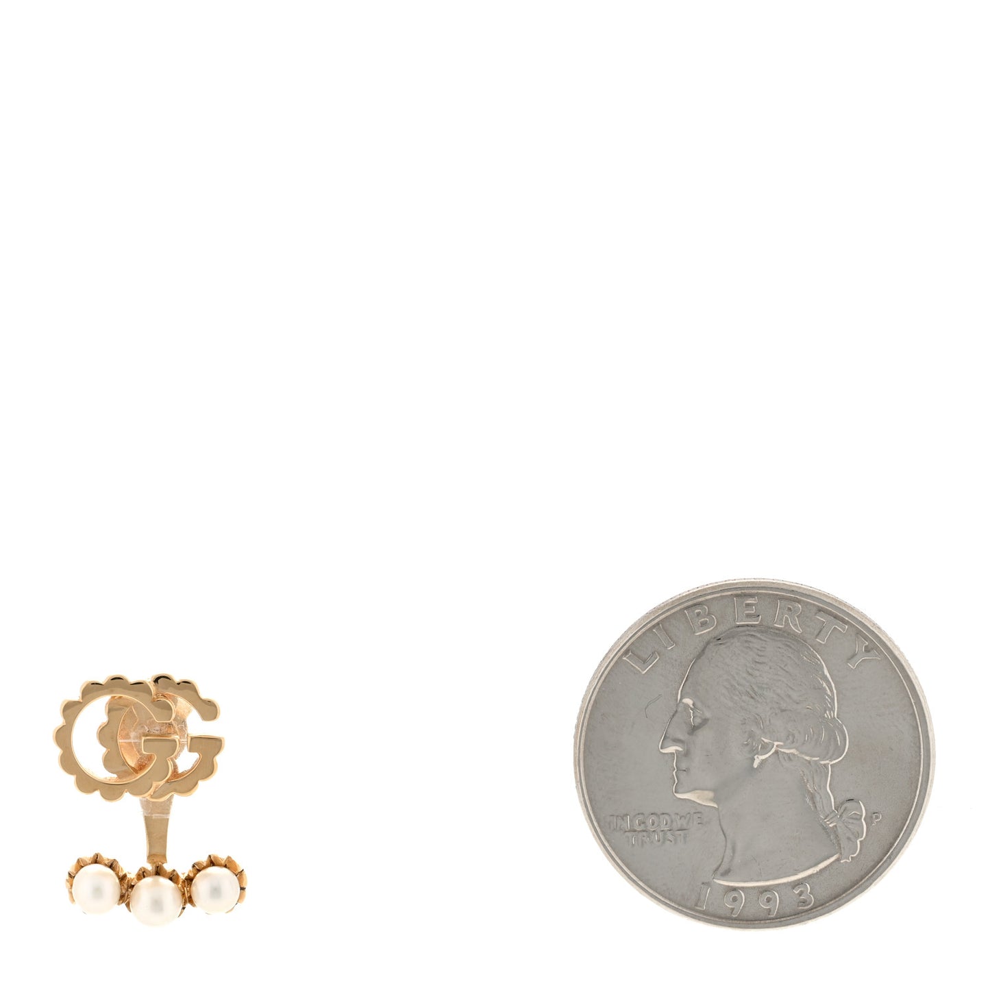 18K Yellow Gold Pearl Single GG Running Earring