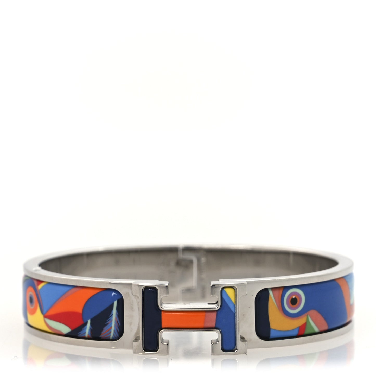Enamel Narrow Toucans De Paradis Print H Lift Clic Clac H Bracelet PM Indigo Multicolor