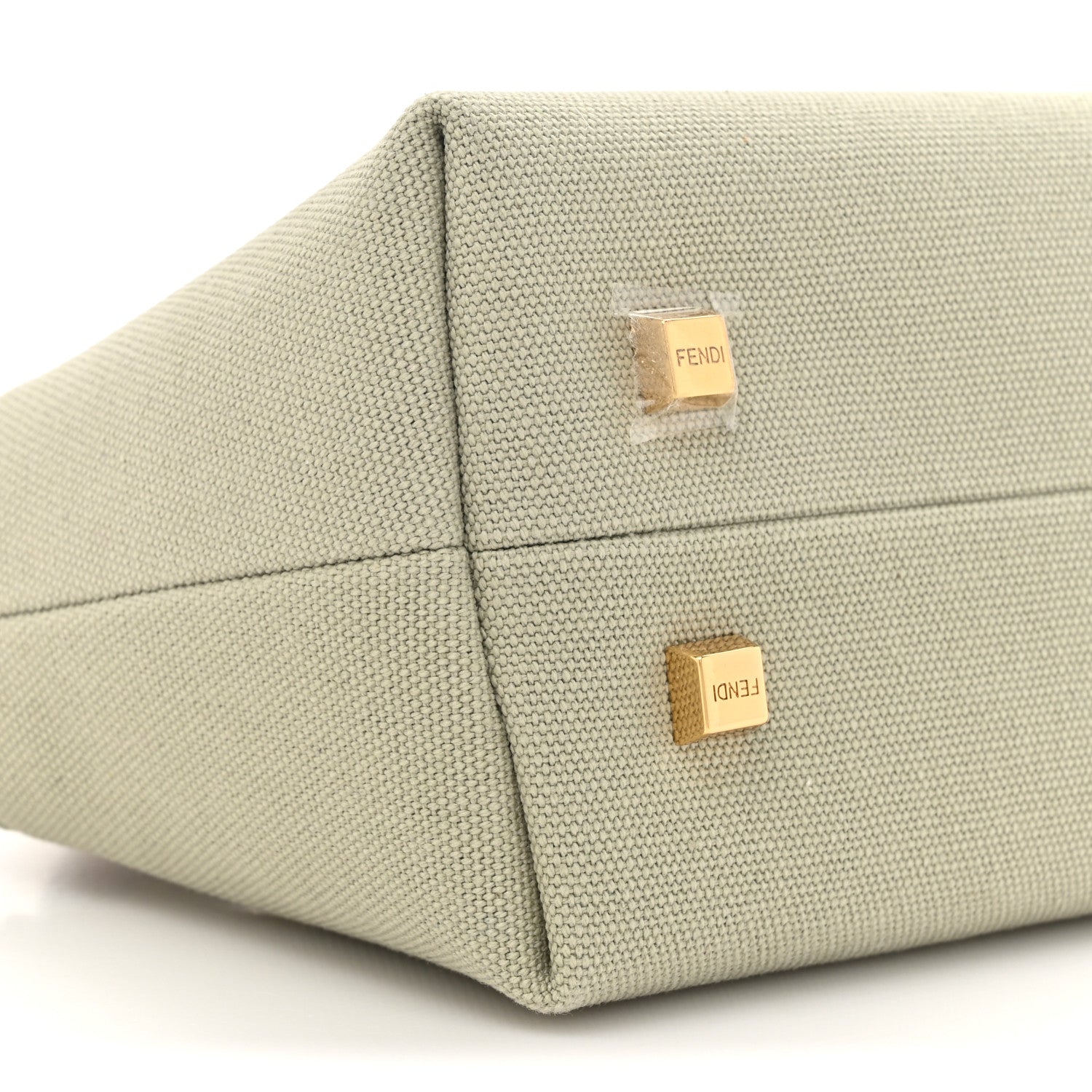 Fendi Canvas Vitello King Plexiglass Logo Embroidered Mini By The Way Top Handle Boston Bag Green Tea 10 of 10