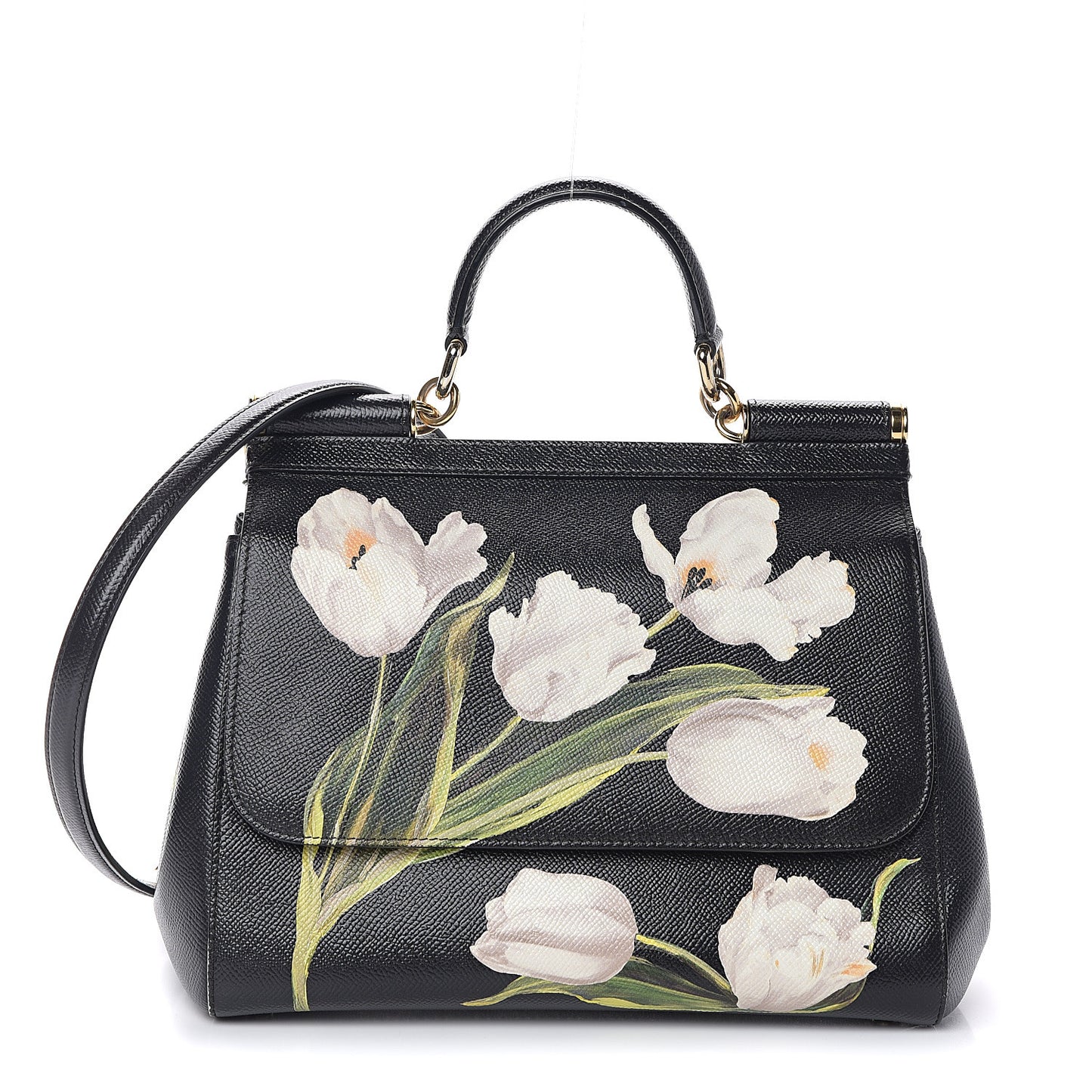 Dauphine Tulip Print Medium Miss Sicily Satchel Black