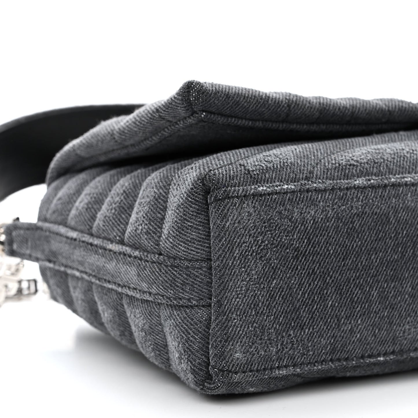 Distressed Denim Quilted Small 4G Shoulder Bag Black