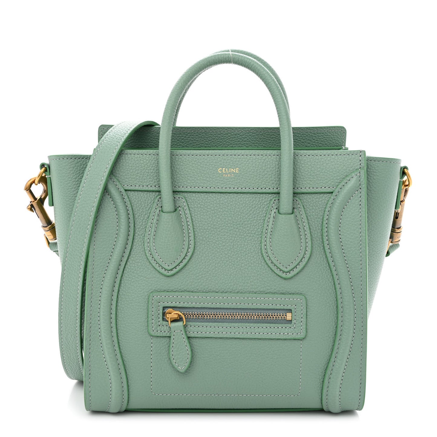 Drummed Calfskin Nano Luggage Celadon