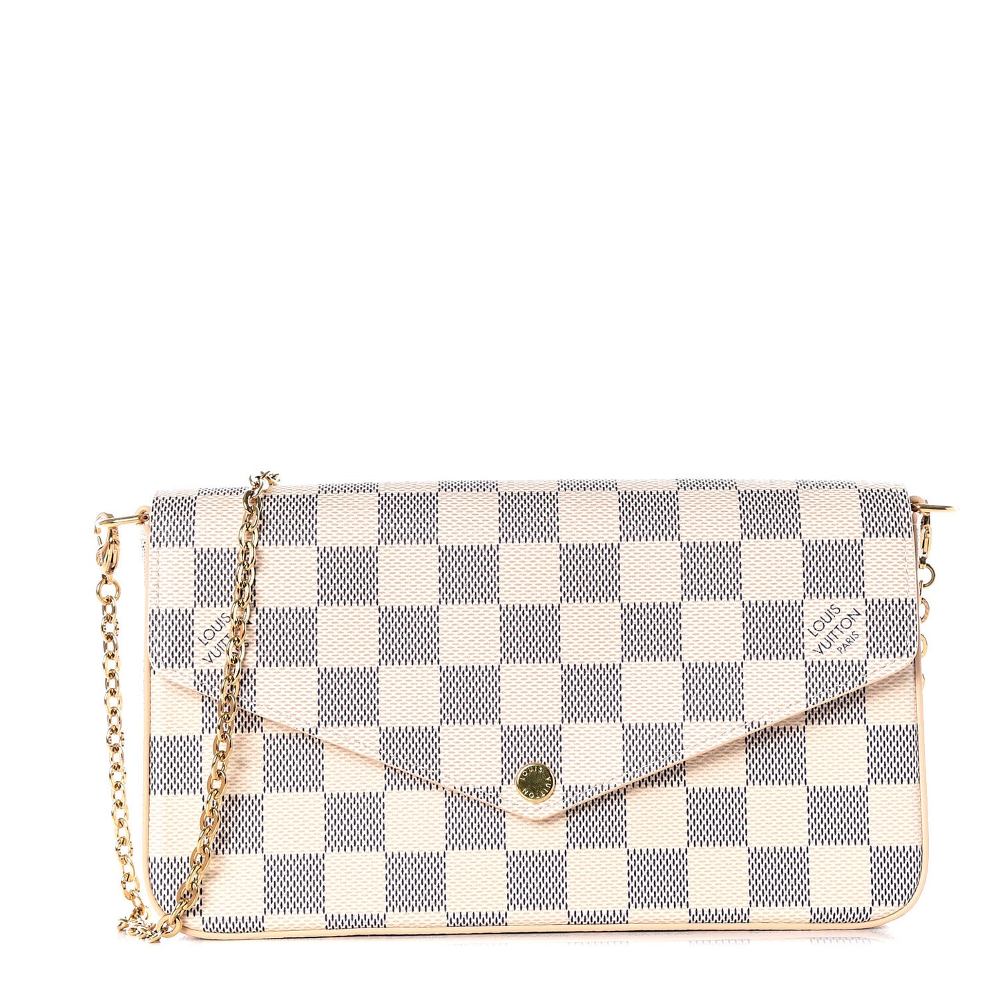 Damier Azur Pochette Felicie Chain Wallet Rose Ballerine
