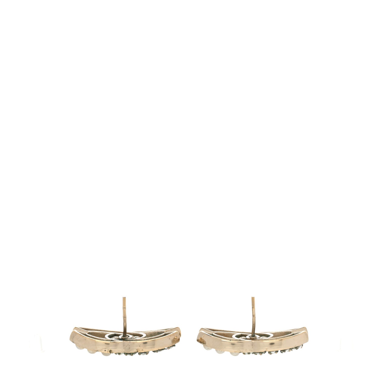 Chanel Pearl Crystal CC Earrings Gold 3 of 8