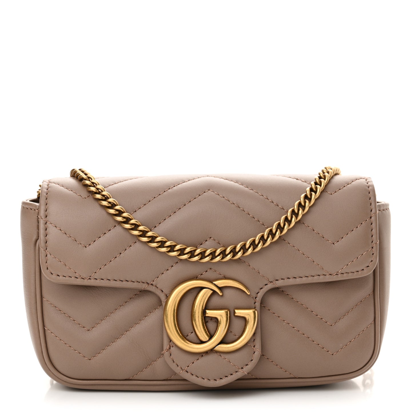 Calfskin Matelasse Super Mini GG Marmont Shoulder Bag Porcelain Rose