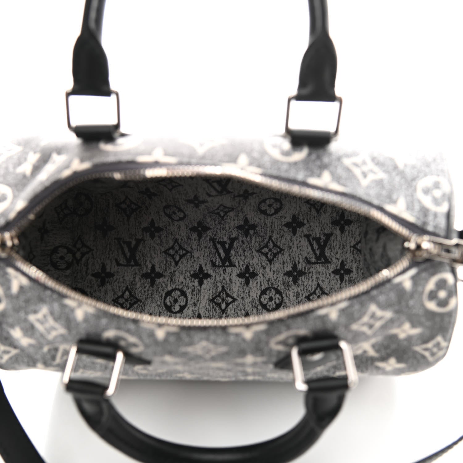 Louis Vuitton Denim Monogram Jacquard Speedy Bandouliere 25 Black 5 of 9