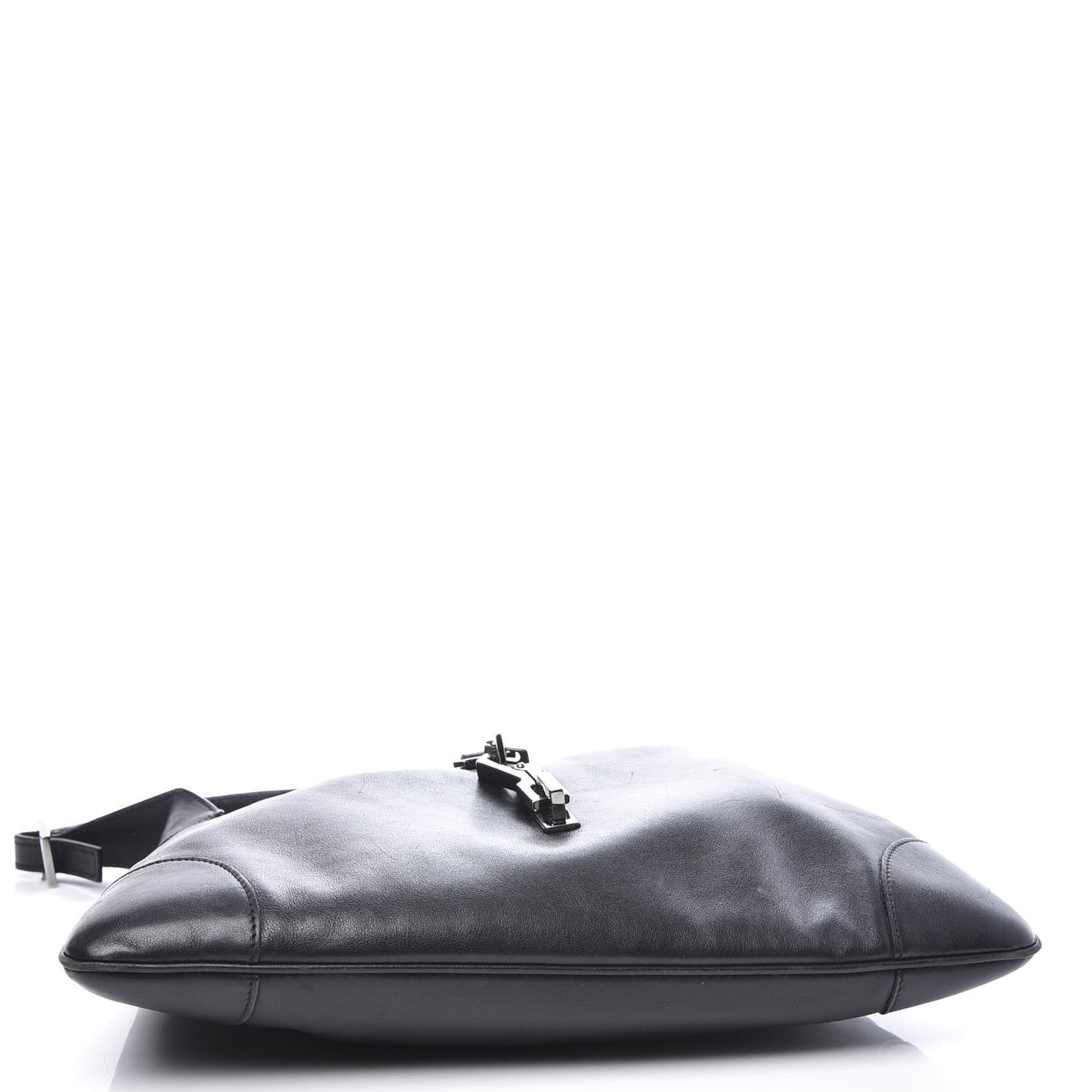 Calfskin Lobster Clasp Lock Jackie O Hobo Black