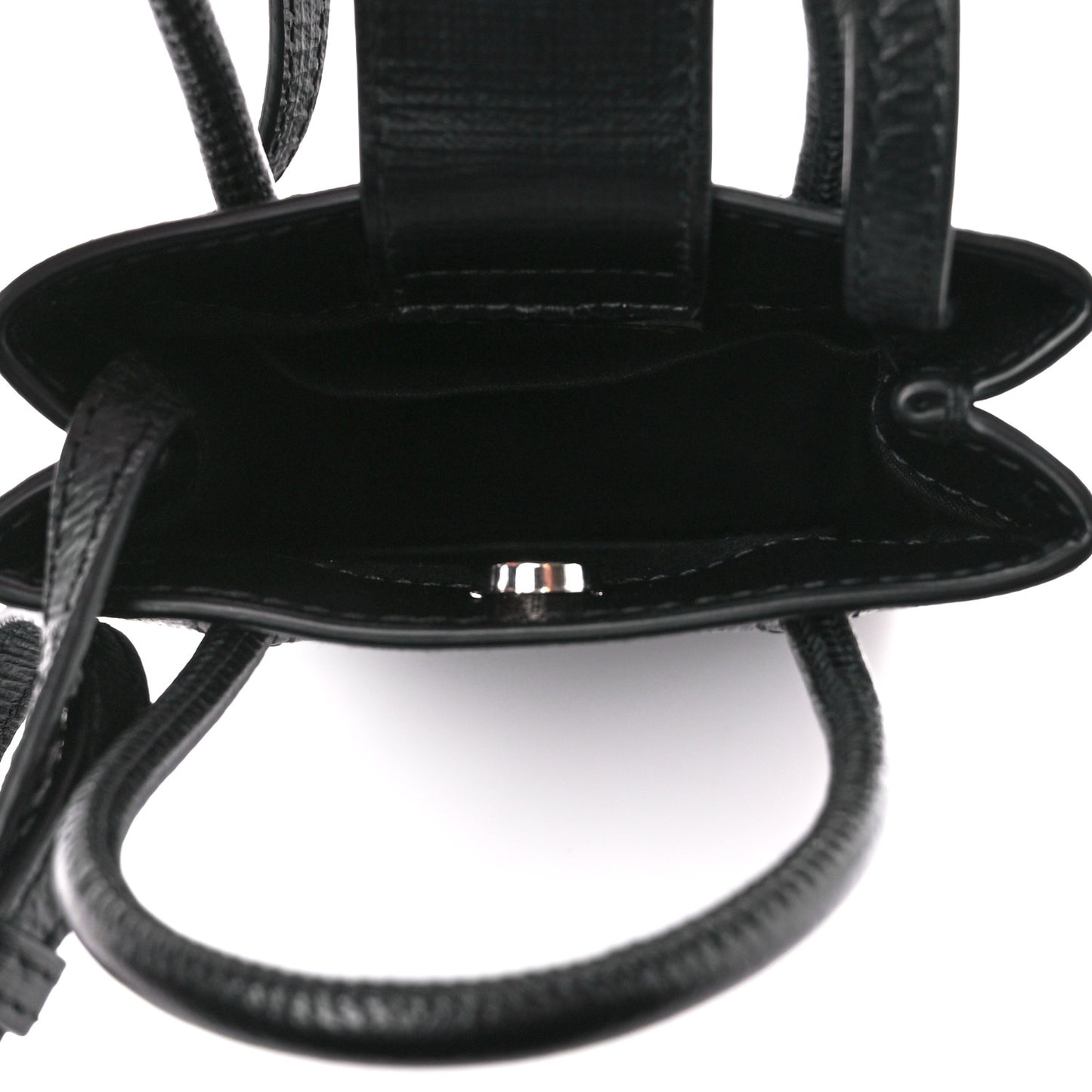 Squared Calfskin Logo Shopping Phone Holder Bag Black