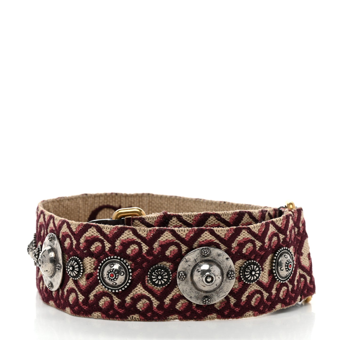 Oblique Studded Shoulder Strap Burgundy