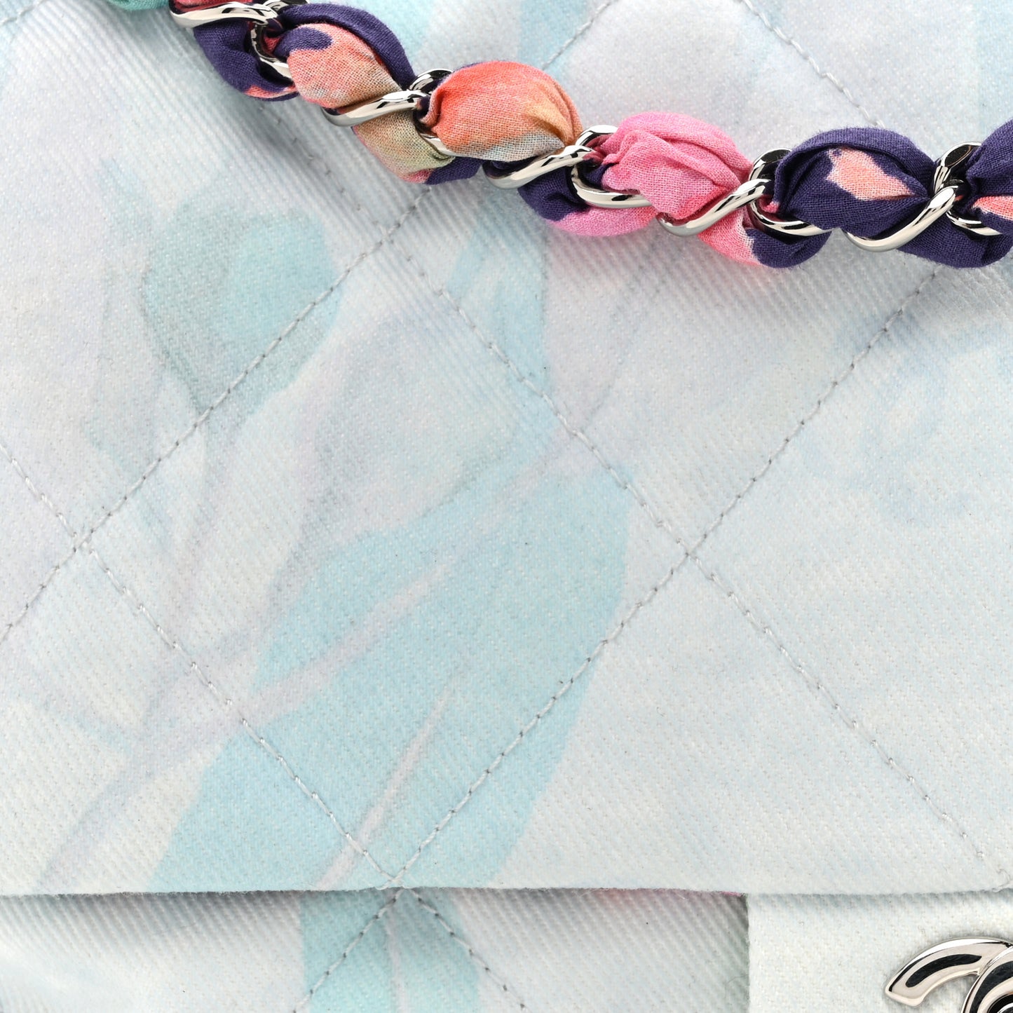 Canvas Quilted Jungle Jeans Flap White Multicolor