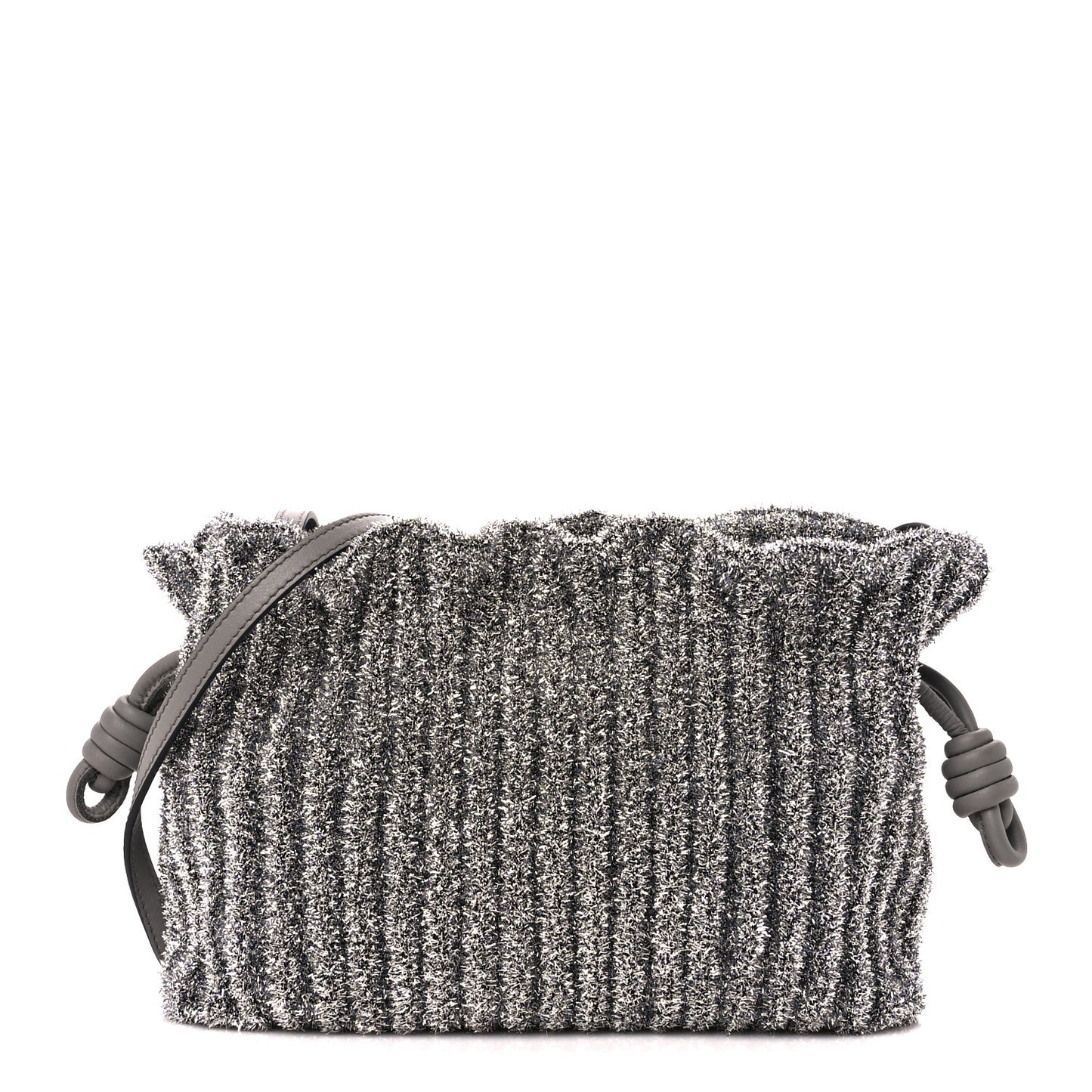 Lurex Mini Flamenco Knot Clutch Silver