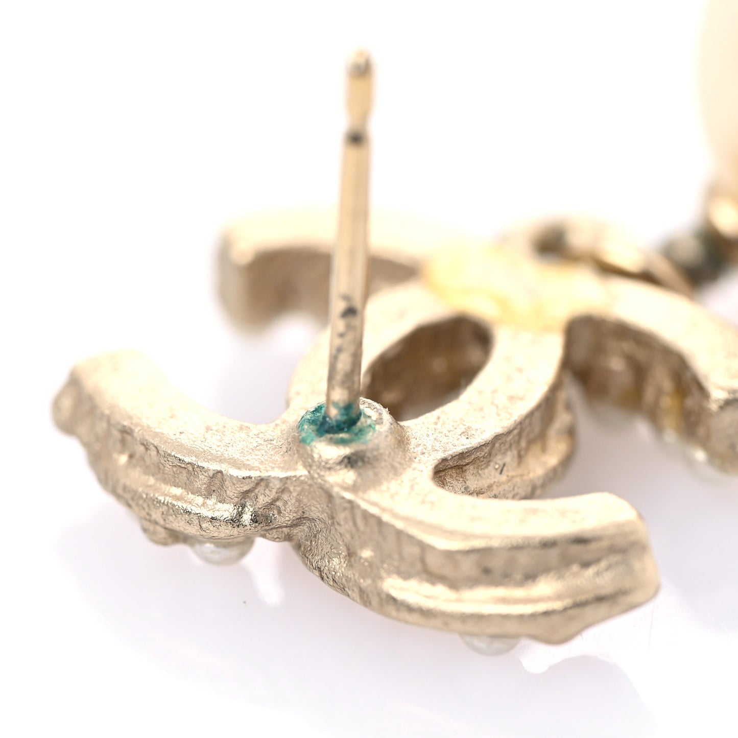 Pearl CC Drop Earrings Light Gold