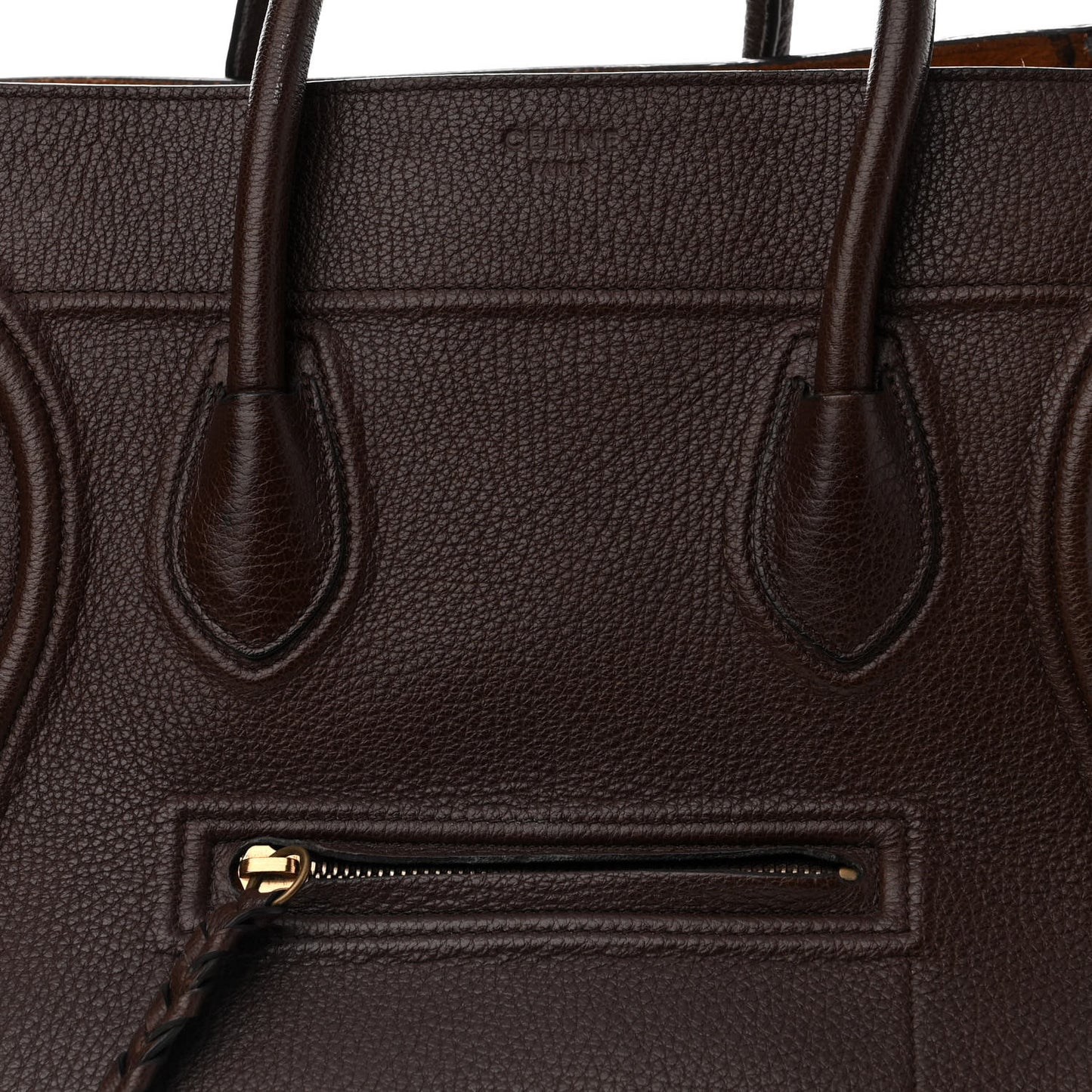 Shiny Grained Calfskin Medium Phantom Luggage Brown