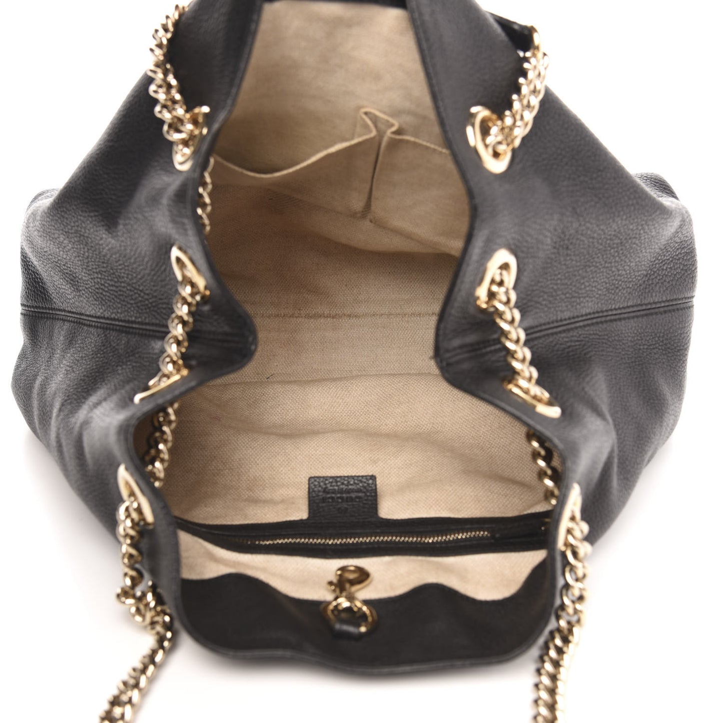Pebbled Calfskin Medium Soho Chain Shoulder Bag Black