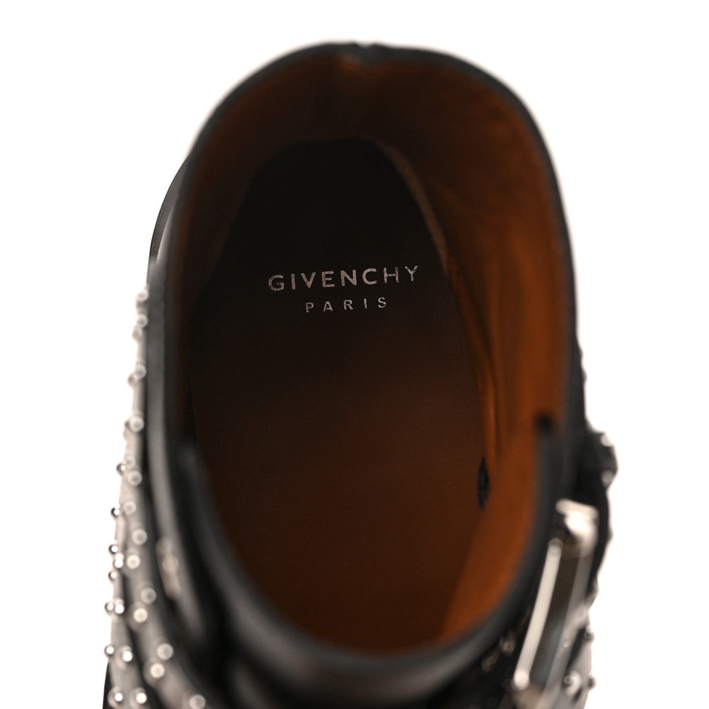 Calfskin Studded Prue Buckle Bootie 35.5 Black