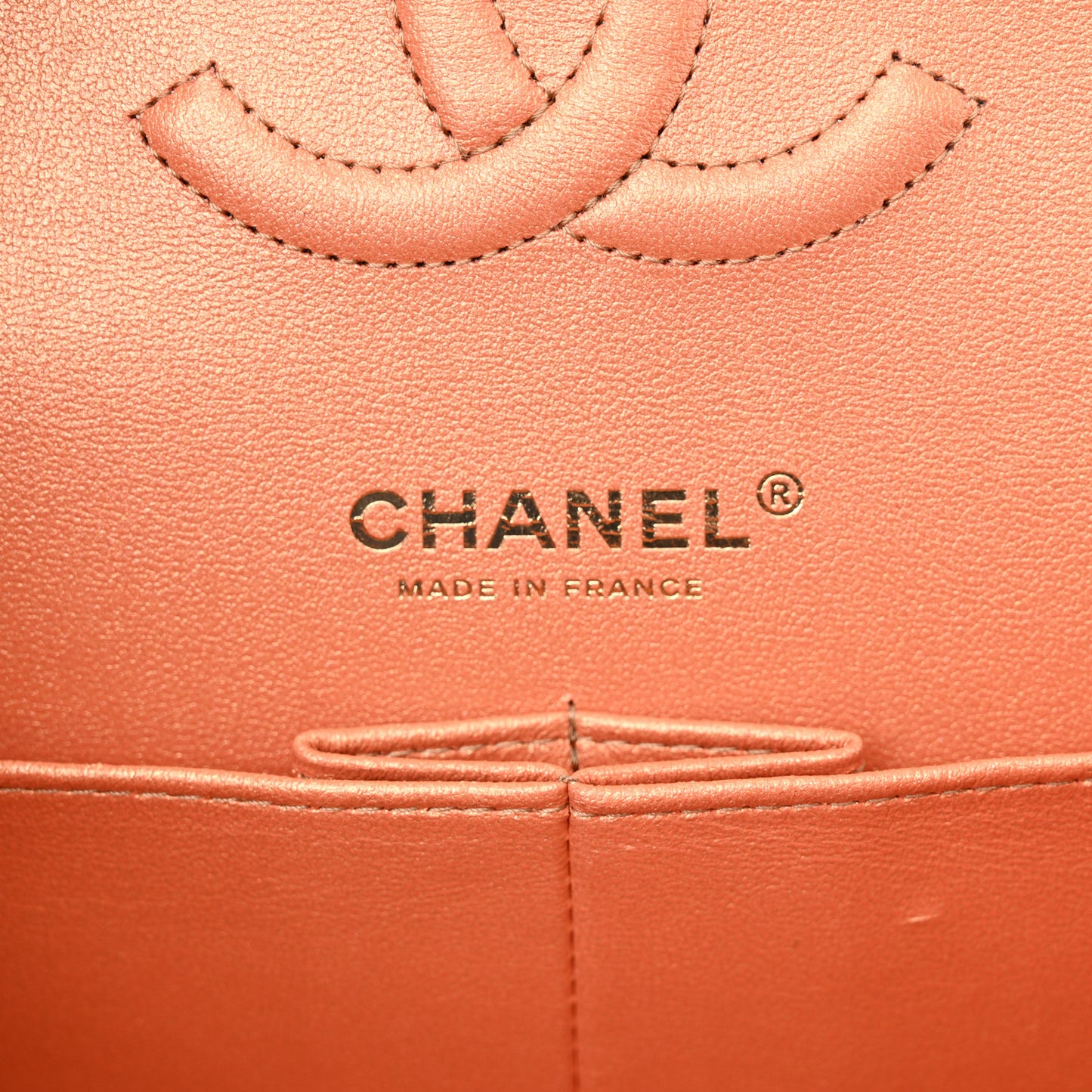 Metallic Lambskin Quilted Medium Double Flap Golden