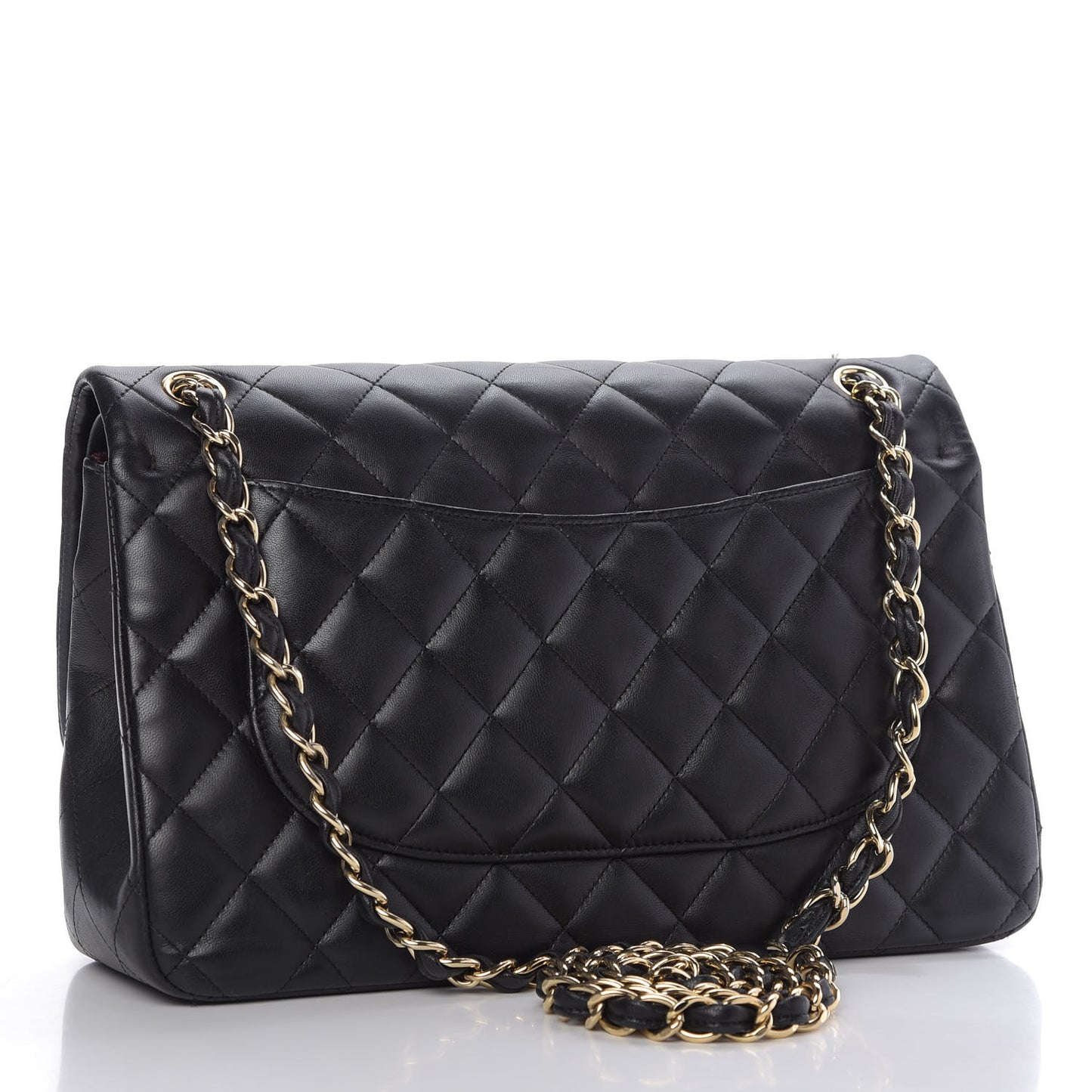 Lambskin Quilted Jumbo Double Flap Black
