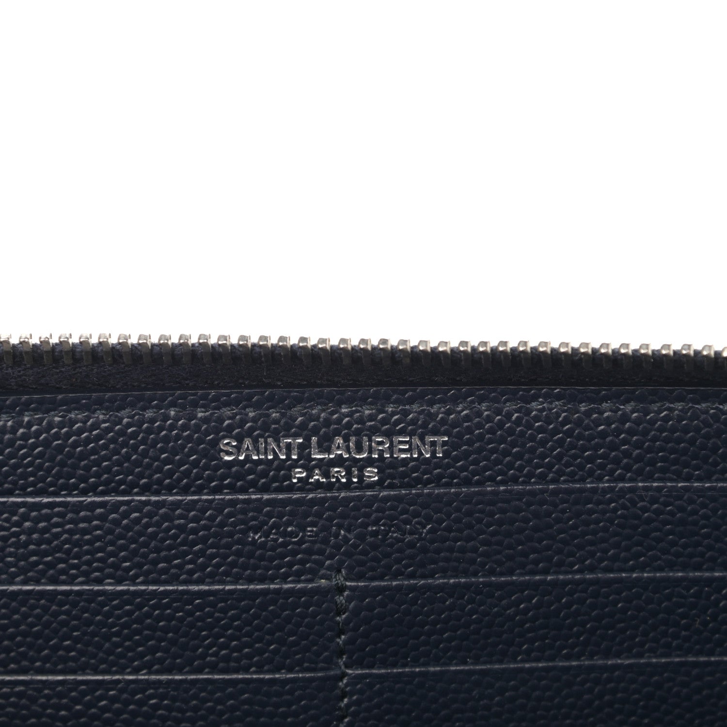 Saint Laurent Grain De Poudre Matelasse Chevron Monogram Zip Around Wallet Deep Marine 6 of 10
