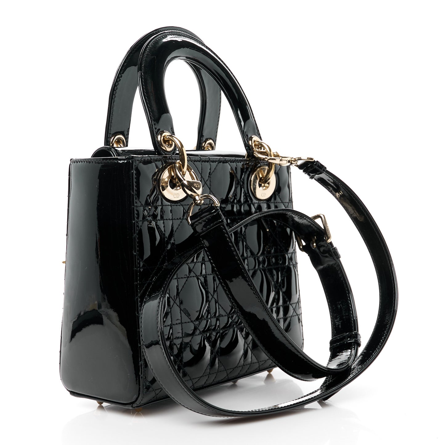 Patent Cannage Small Lady Dior Black