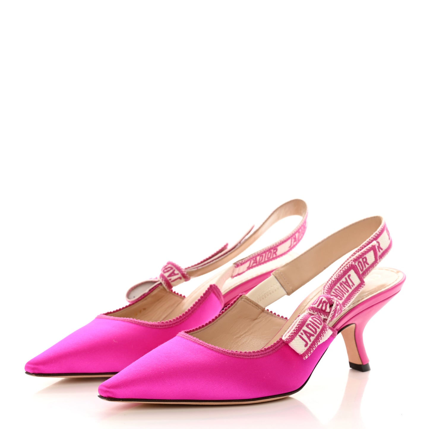 Satin Ribbon Embroidered J'Adior Slingback 65mm Pumps 37.5 Rani Pink