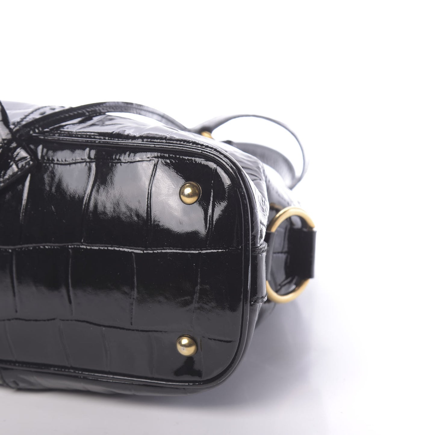 Crocodile Embossed Patent Large Muse Black