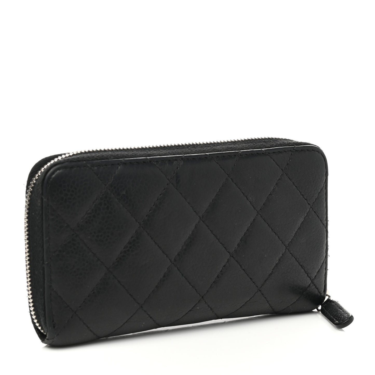Caviar Quilted Medium Zip Around Wallet Black