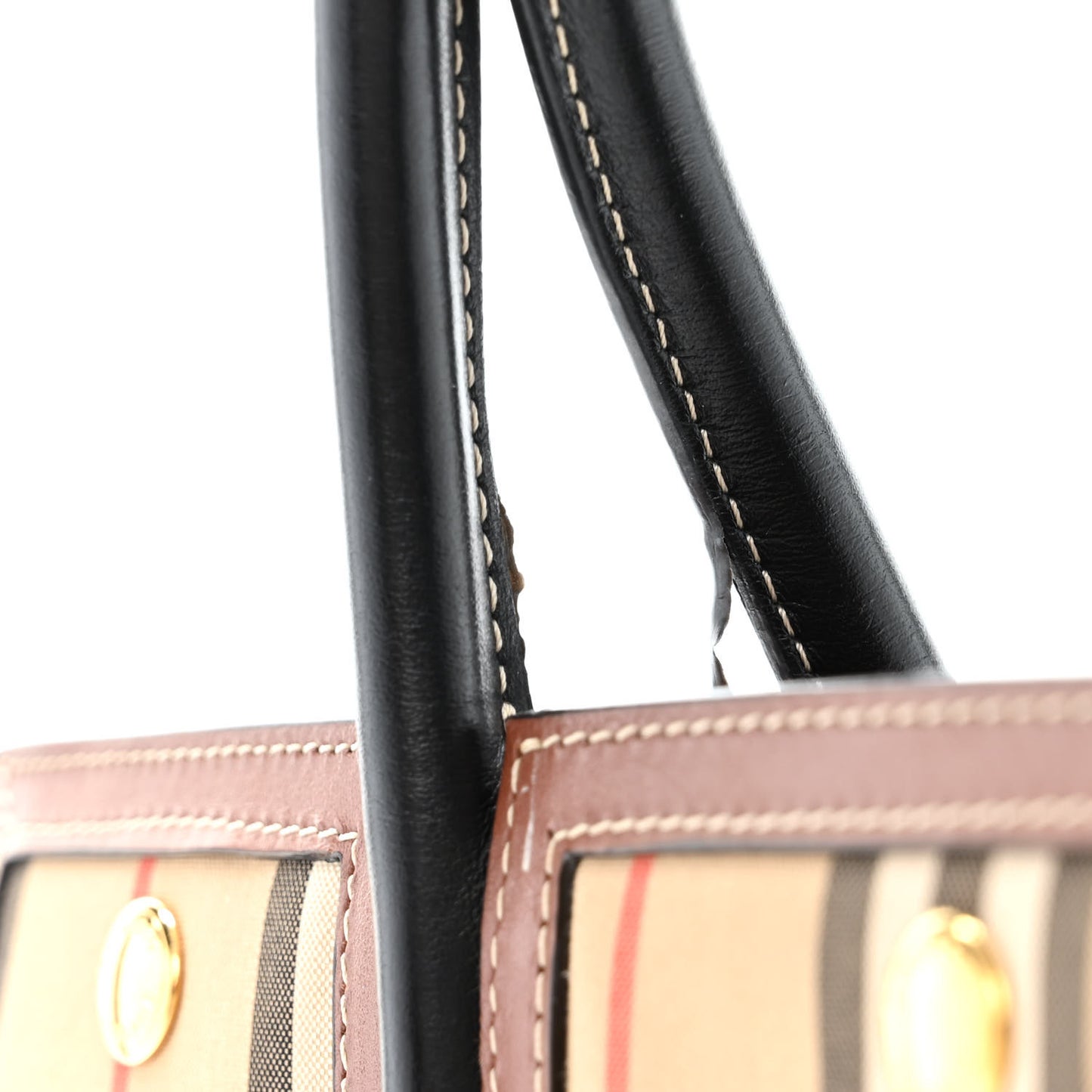 Calfskin Vintage Check Medium Two Handle Title Bag Black