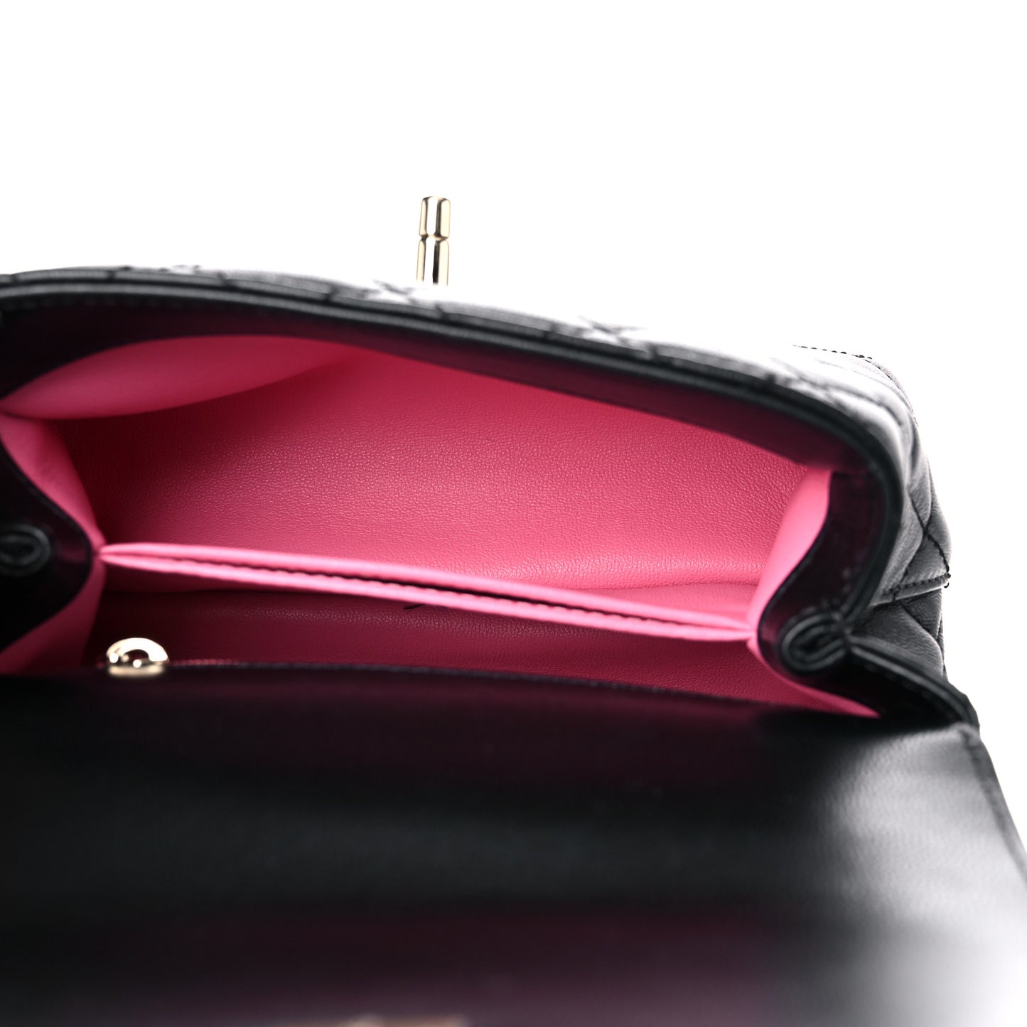 Goatskin Quilted Rainbow Extra Mini Coco Handle Flap Black
