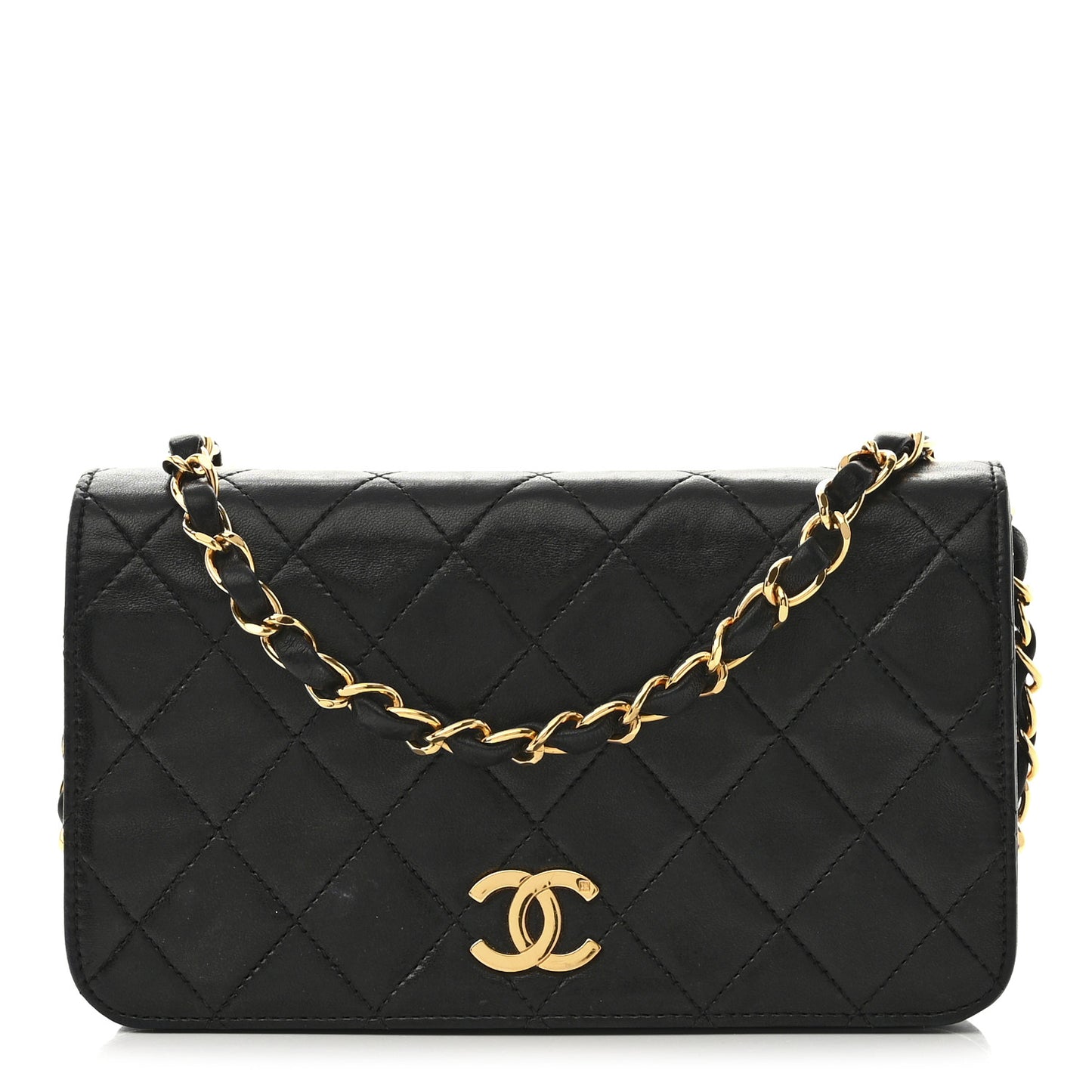 Lambskin Quilted Small Single Flap Bag Black