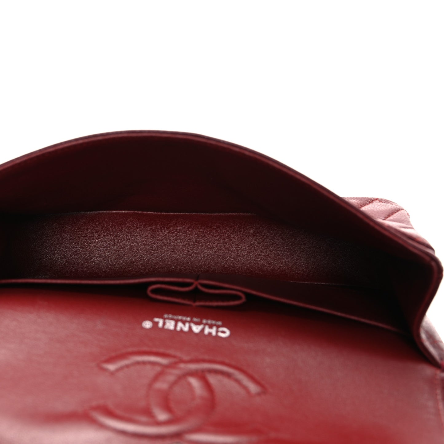 Caviar Quilted Medium Double Flap Burgundy