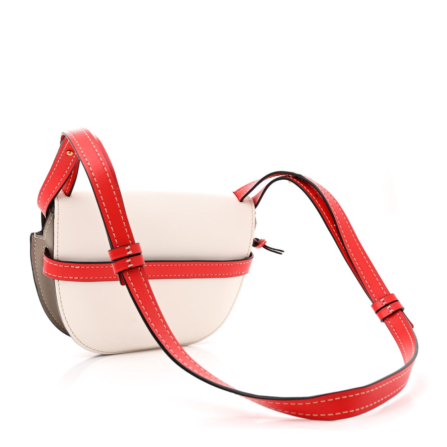 Grained Calfskin Small Gate Crossbody Bag White Red Taupe