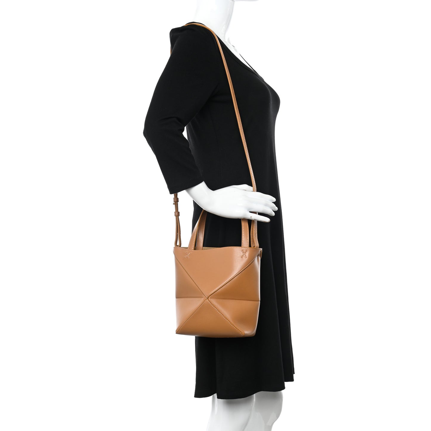 Shiny Calfskin Mini Puzzle Fold Tote Warm Desert