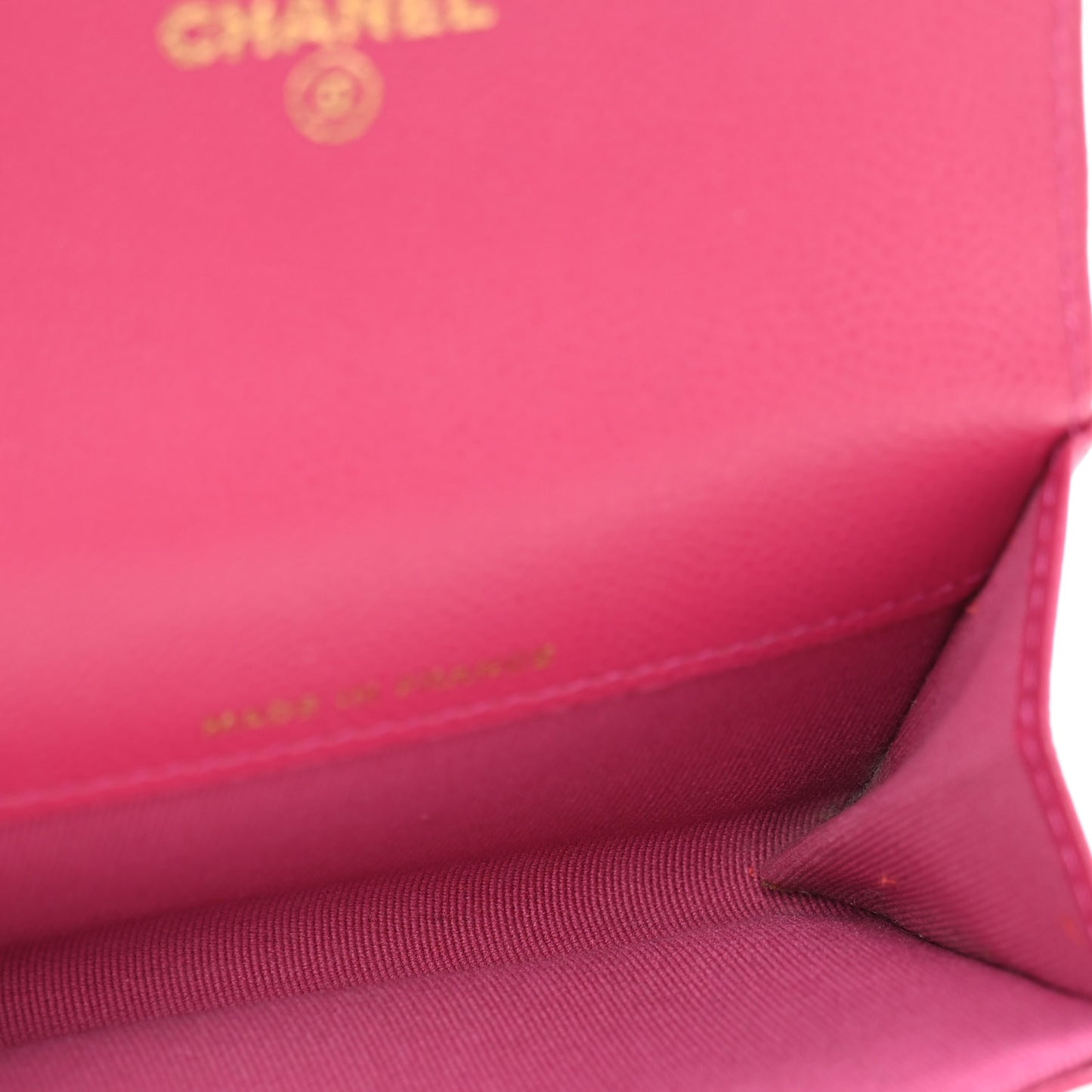 Caviar Quilted Flap Card Holder Wallet Dark Pink