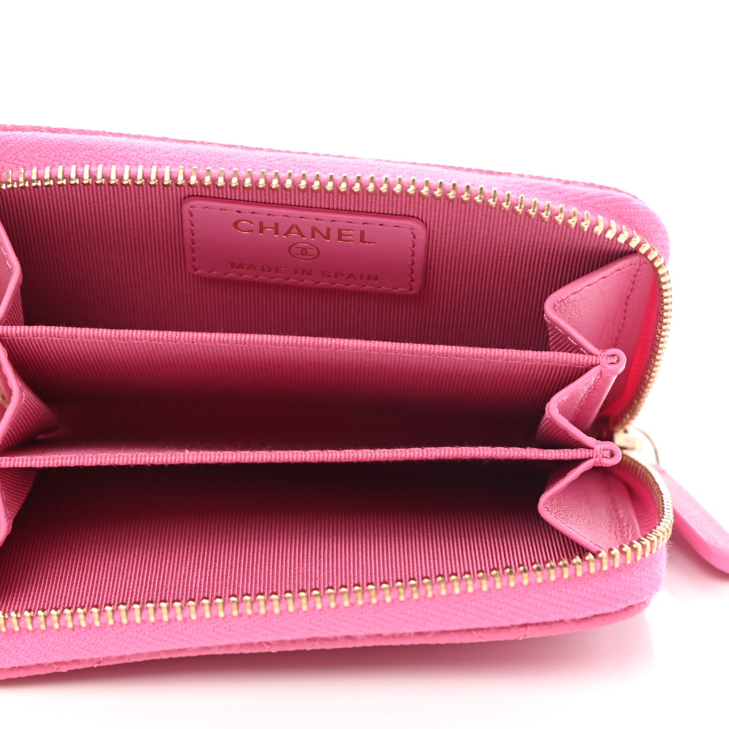 Caviar Quilted Zip Coin Purse Pink