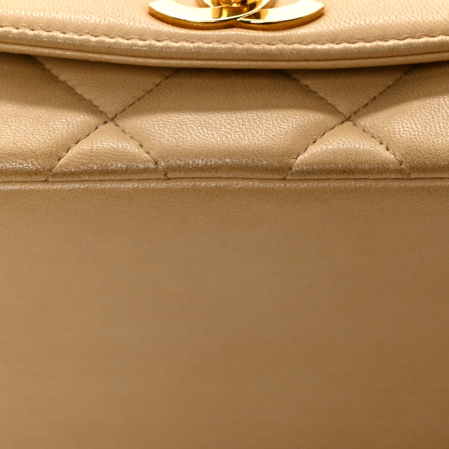 Lambskin Quilted Small Single Flap Beige