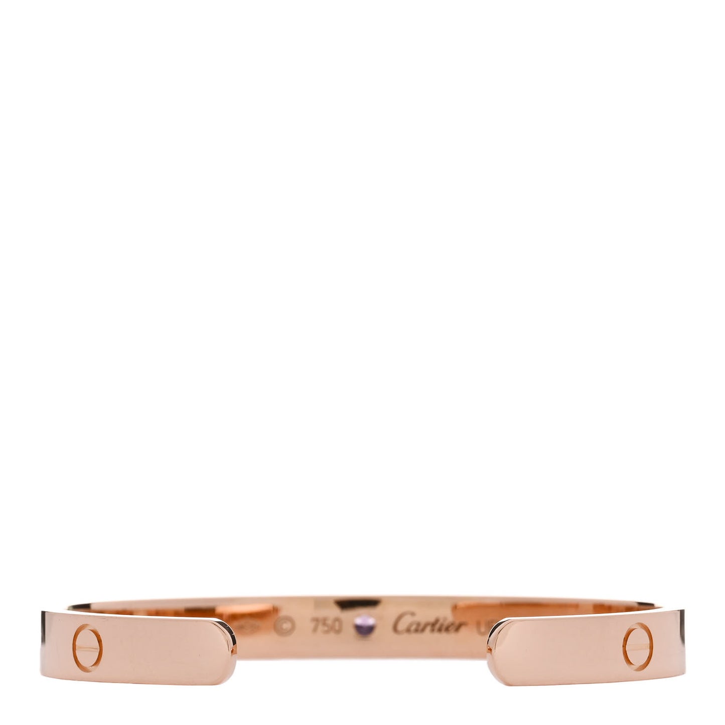 18K Pink Gold Pink Sapphire LOVE Cuff Bracelet 17