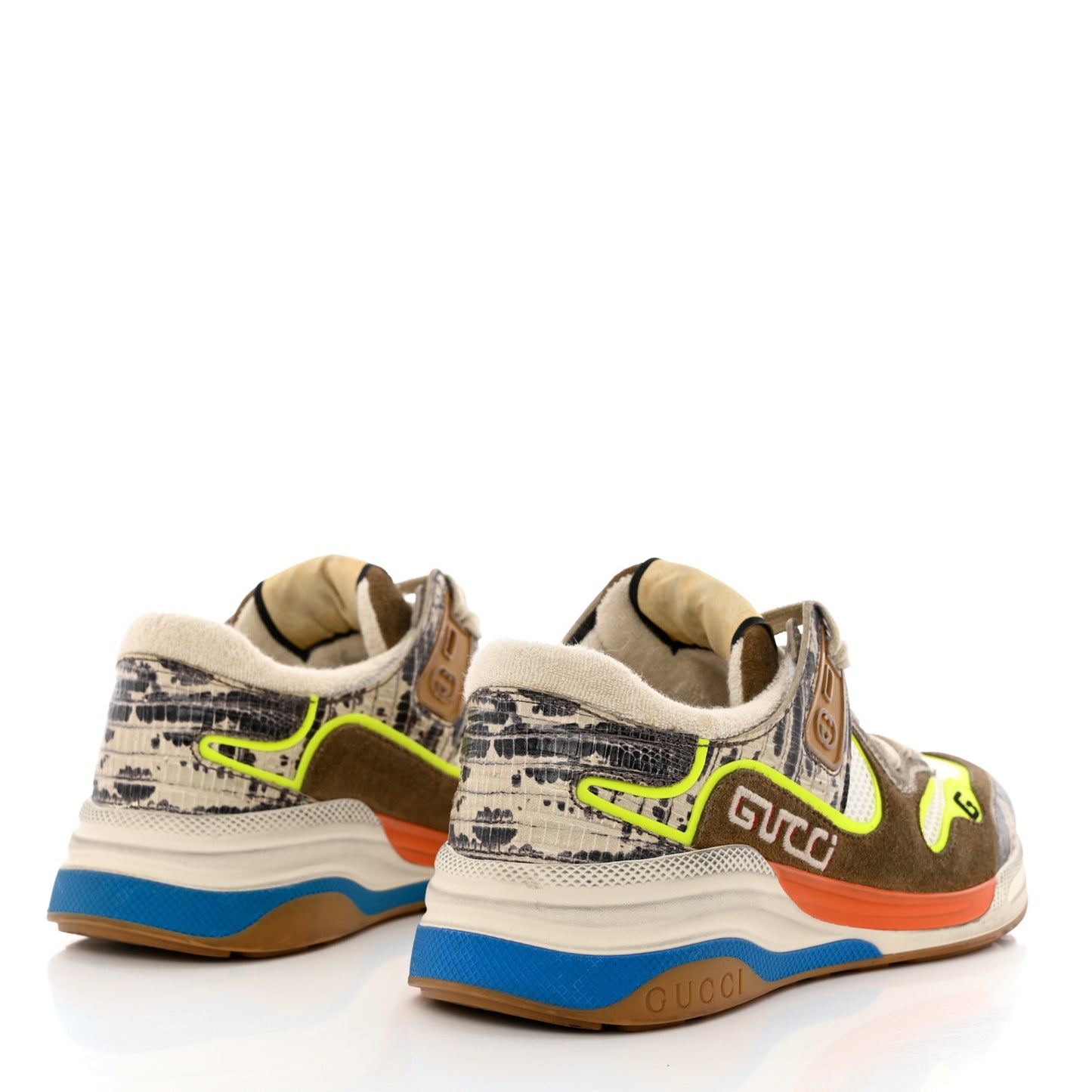 Suede Calfskin Tejus Printed Womens Ultrapace Sneakers 36.5 Natural Ardesia Neon Yellow