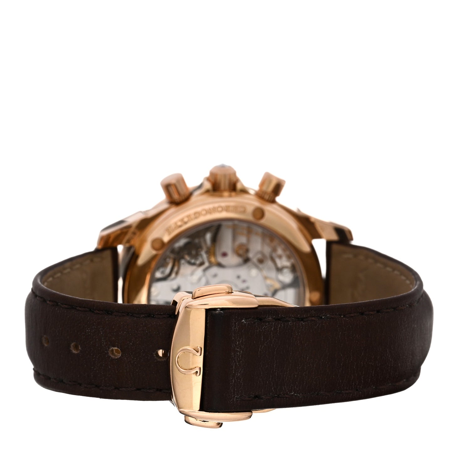 18K Rose Gold Alligator Diamond Mother of Pearl 35mm De Ville Co-Axial Chronograph Automatic Watch Brown 4677.60.37