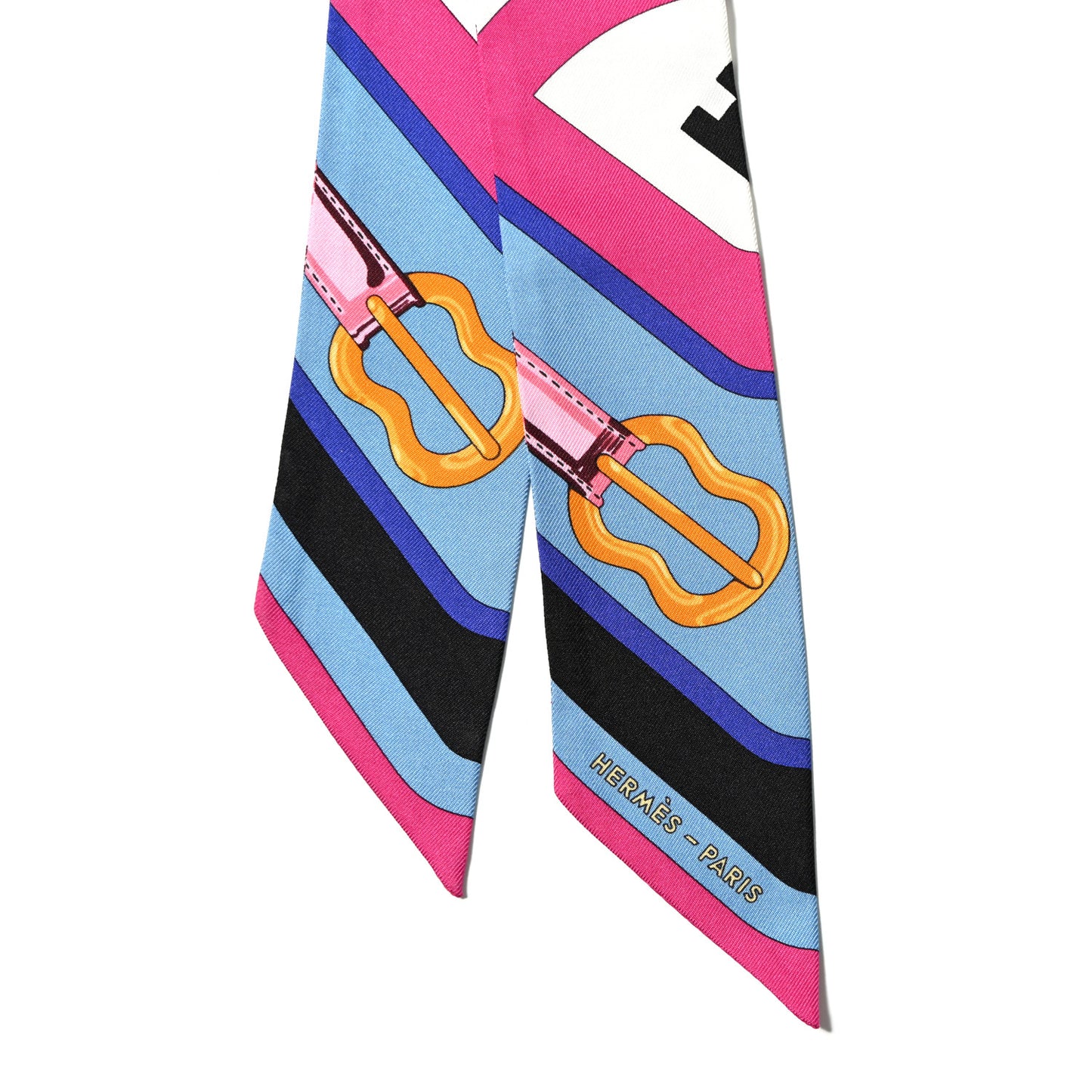 Silk Coaching Twilly Fuchsia Bleu Black