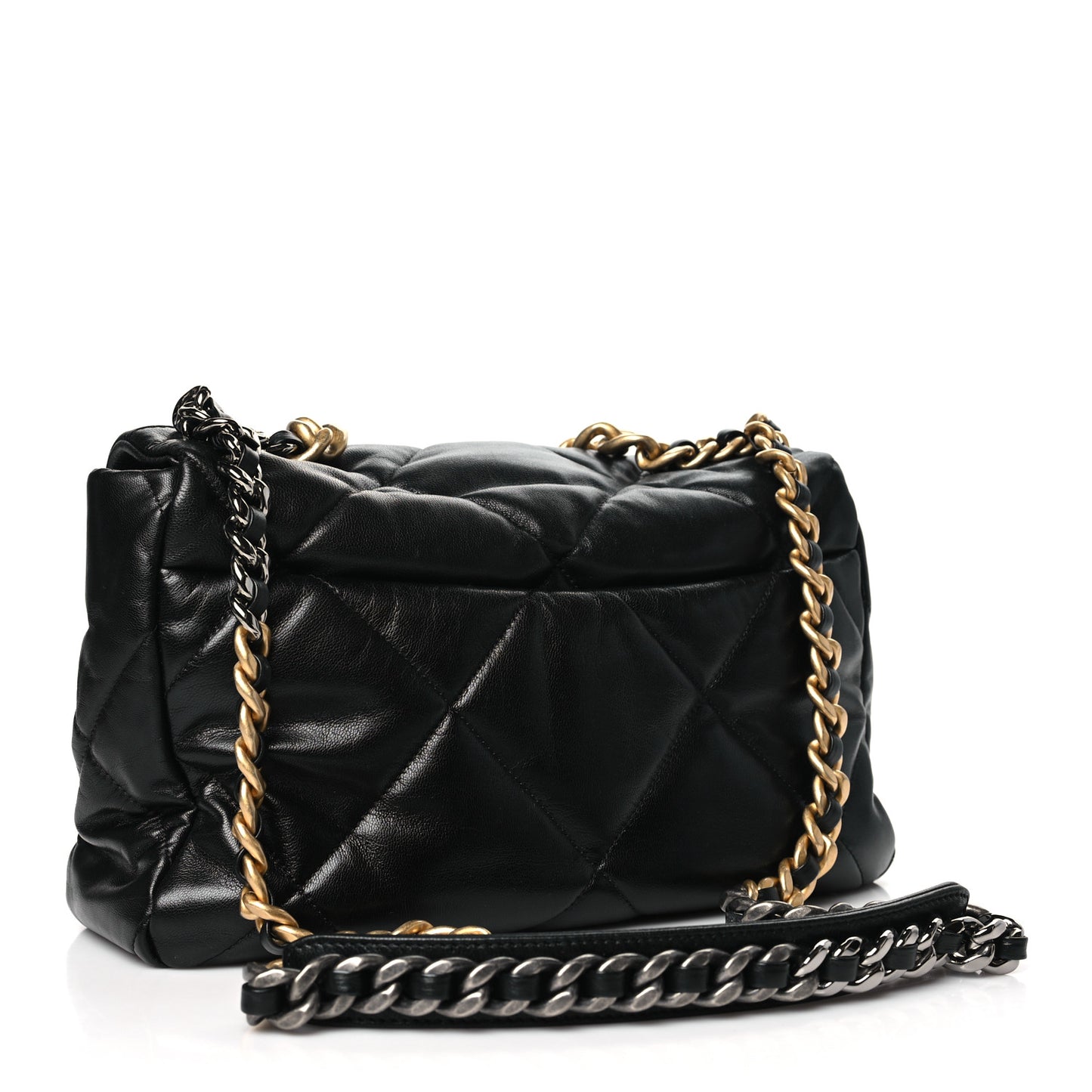 Lambskin Quilted Large Chanel 19 Flap Black