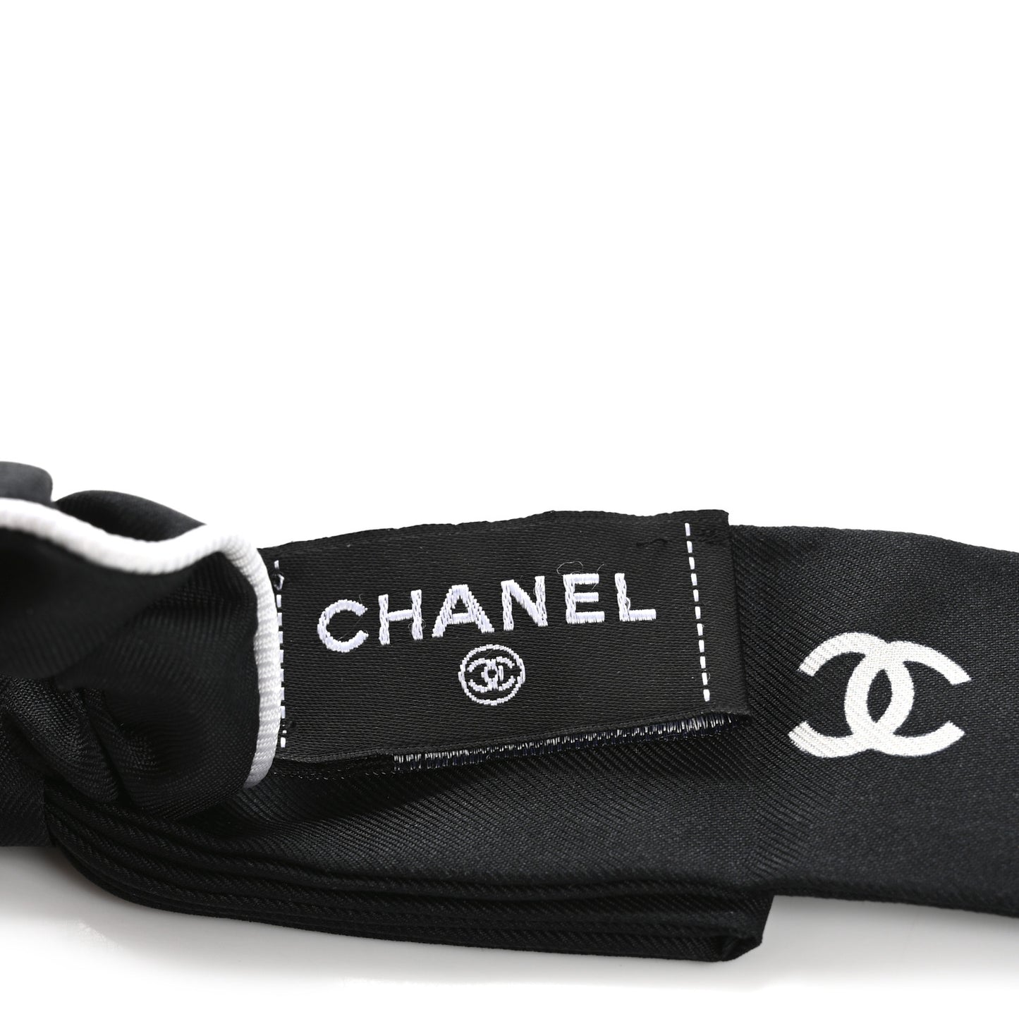 Silk CC Hair Tie Black Ecru