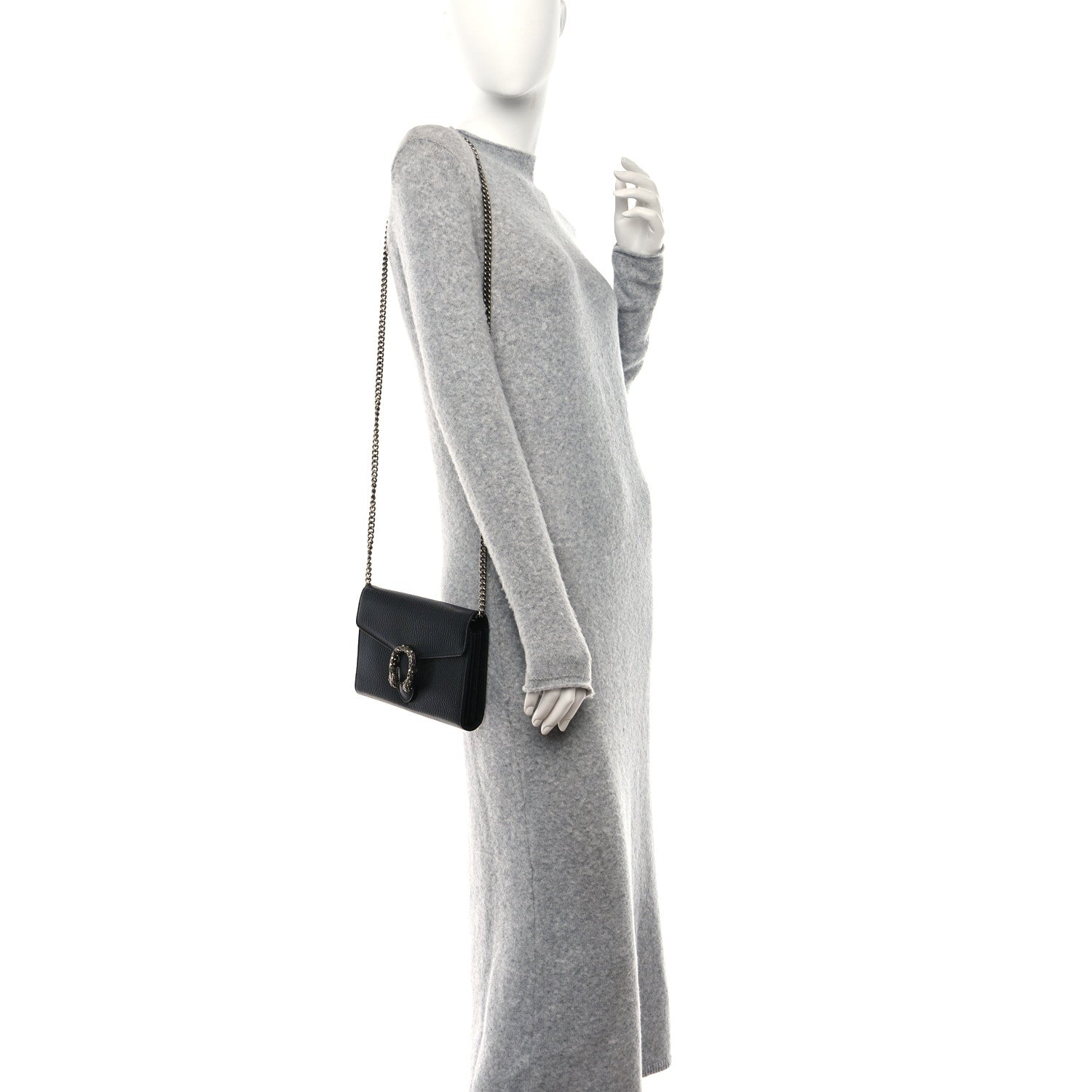 Gucci Calfskin Mini Dionysus Chain Wallet Black 2 of 12